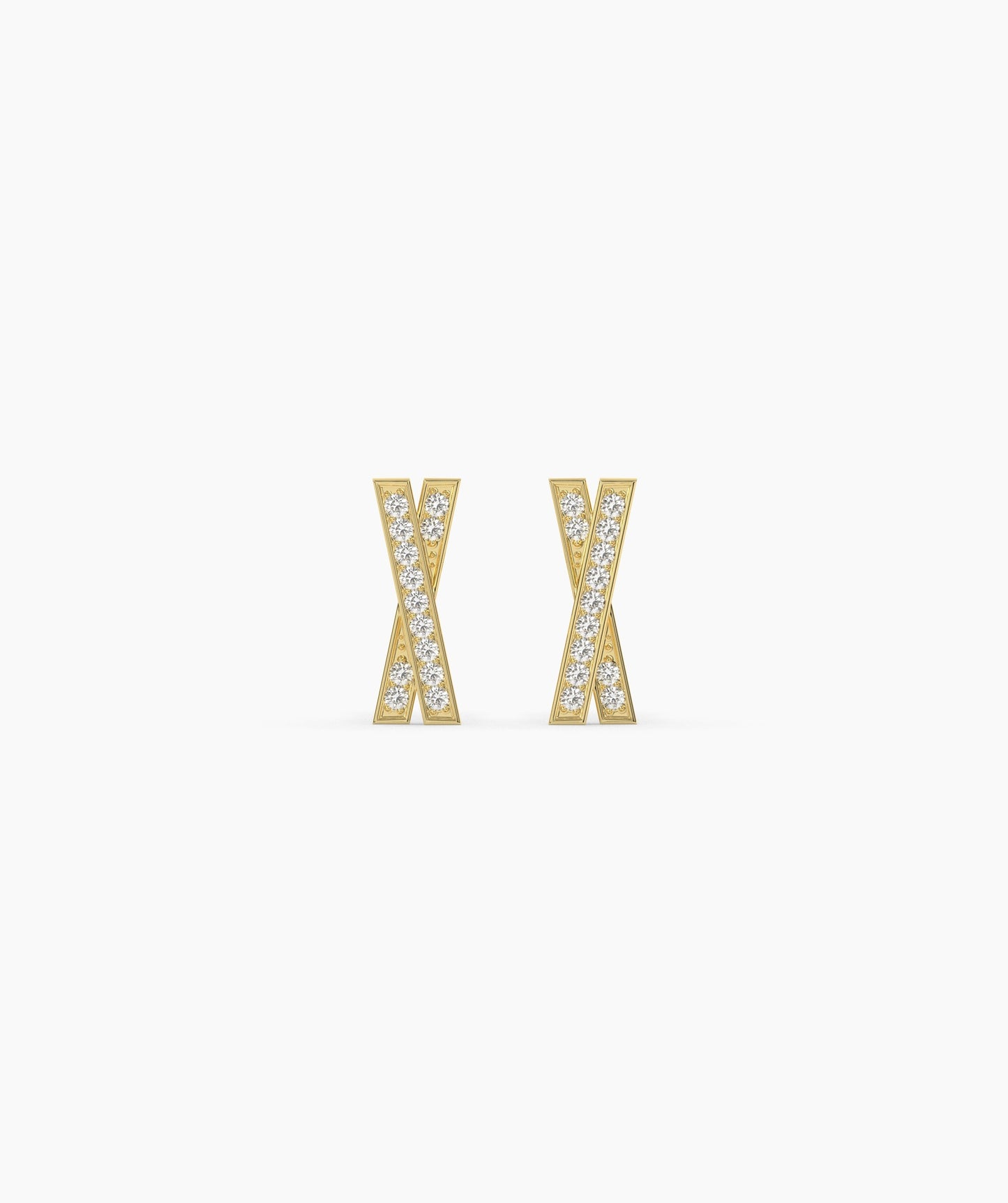 14K Solid Gold X-Shape Earrings