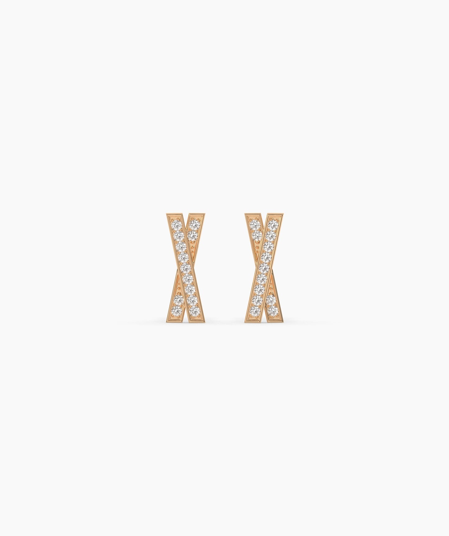 14K Solid Gold X-Shape Earrings