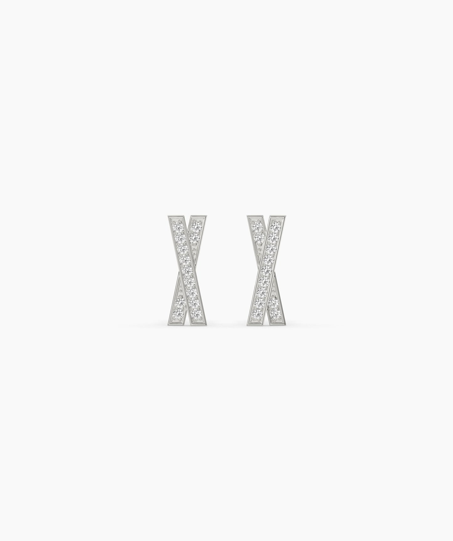 14K Solid Gold X-Shape Earrings