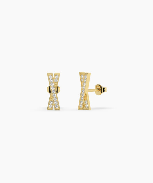 14K Solid Gold X-Shape Earrings