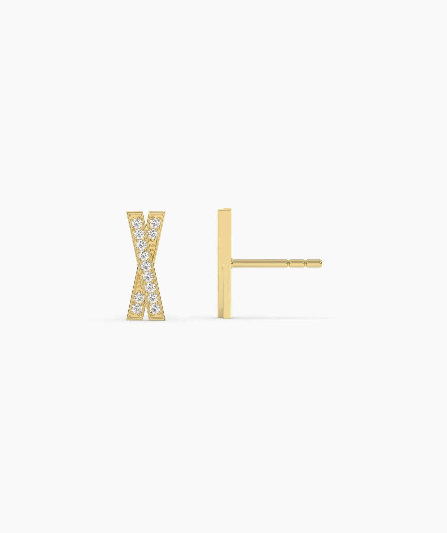 14K Solid Gold X-Shape Earrings