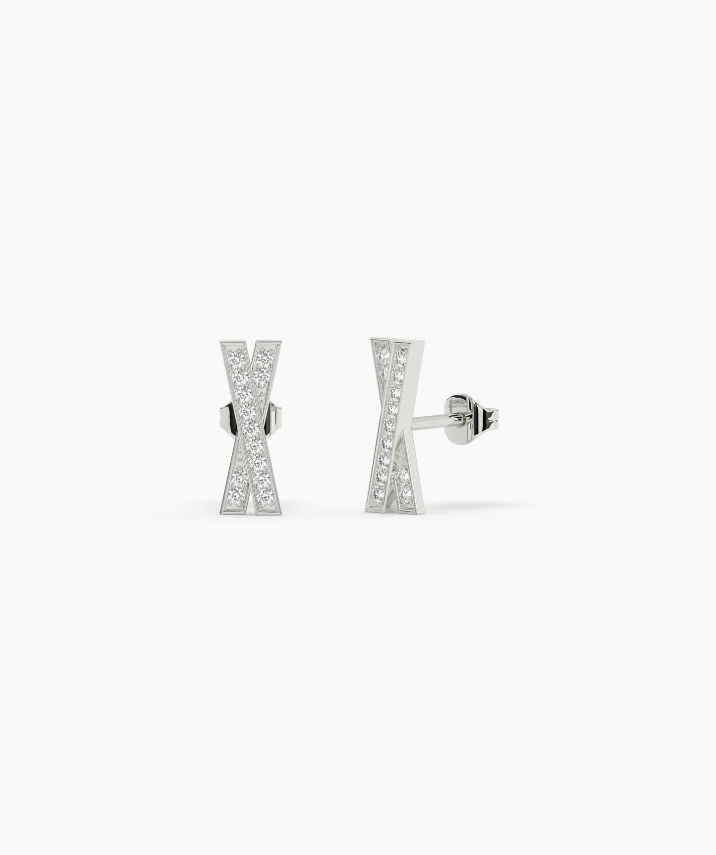 14K Solid Gold X-Shape Earrings