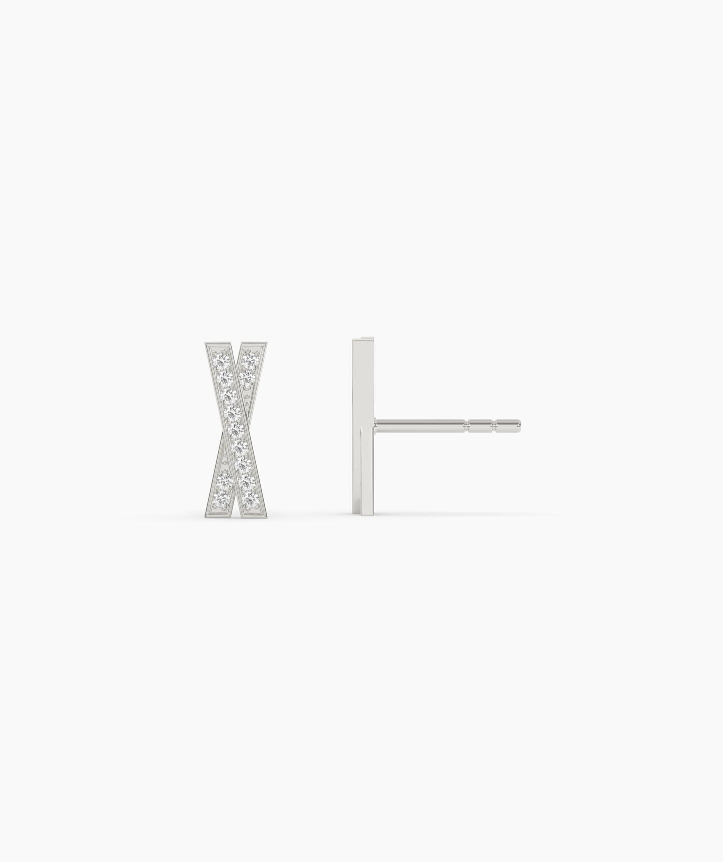 14K Solid Gold X-Shape Earrings