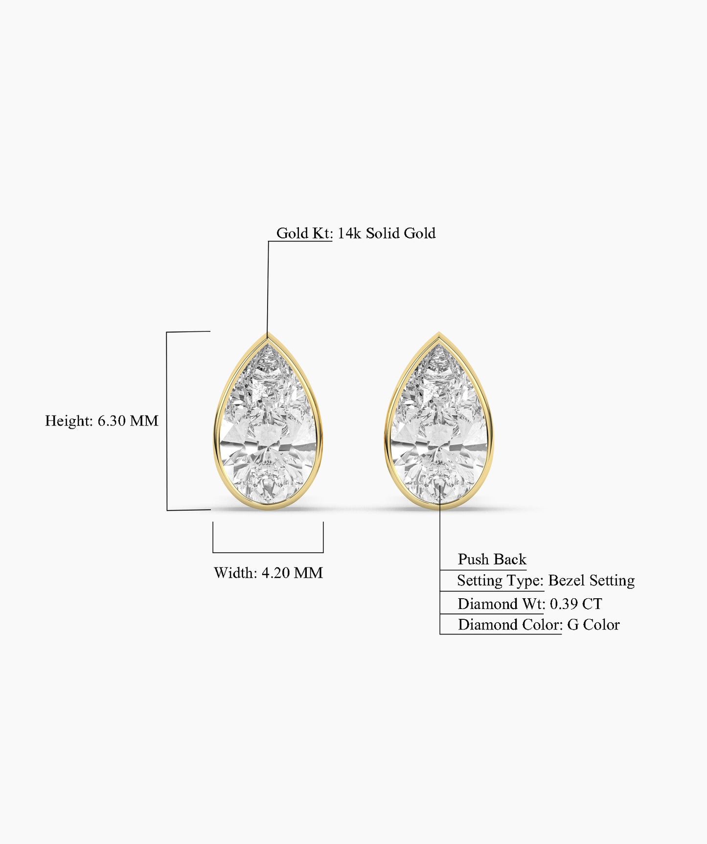 14K Gold Teardrop Brilliance Studs
