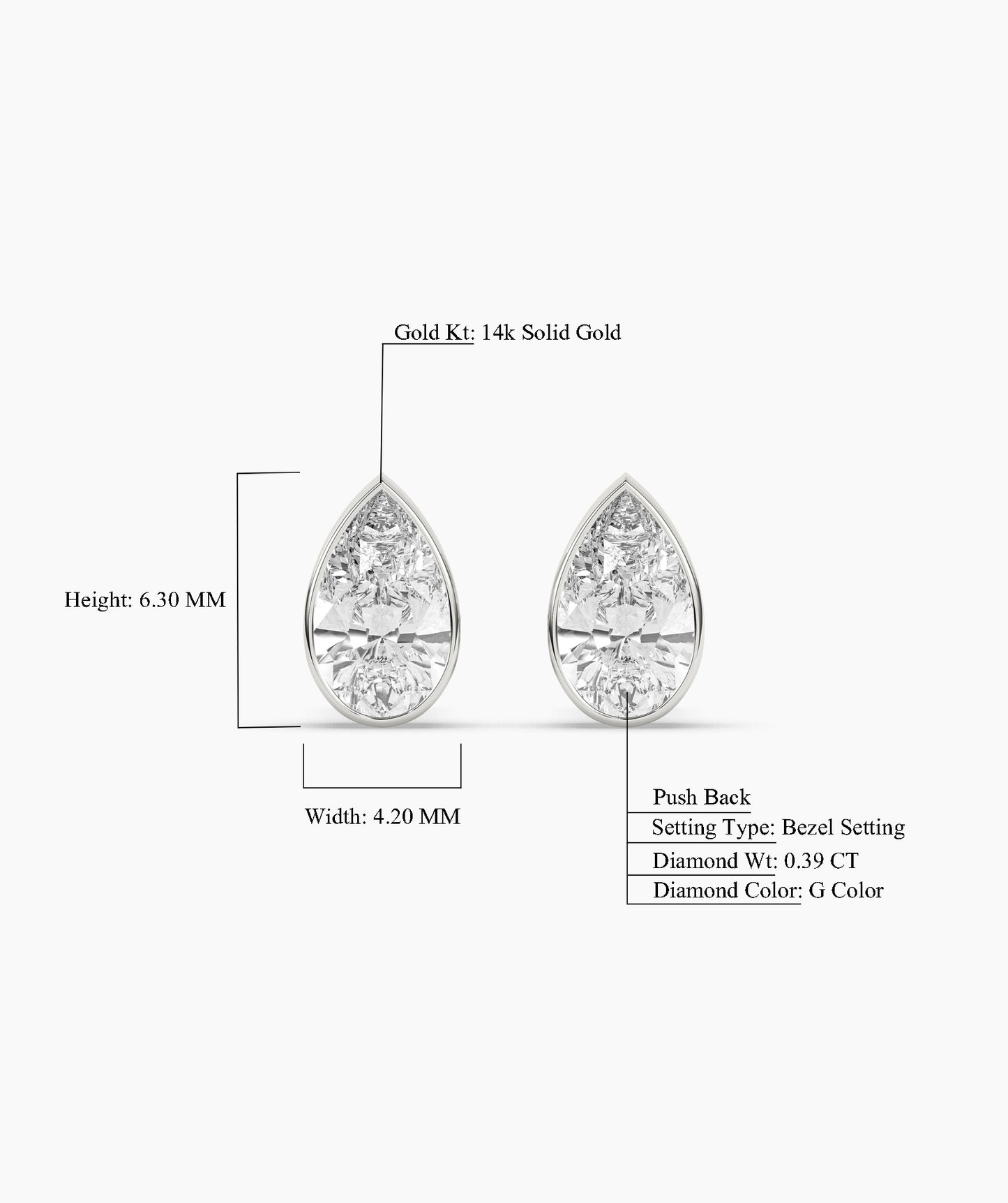 14K Gold Teardrop Brilliance Studs