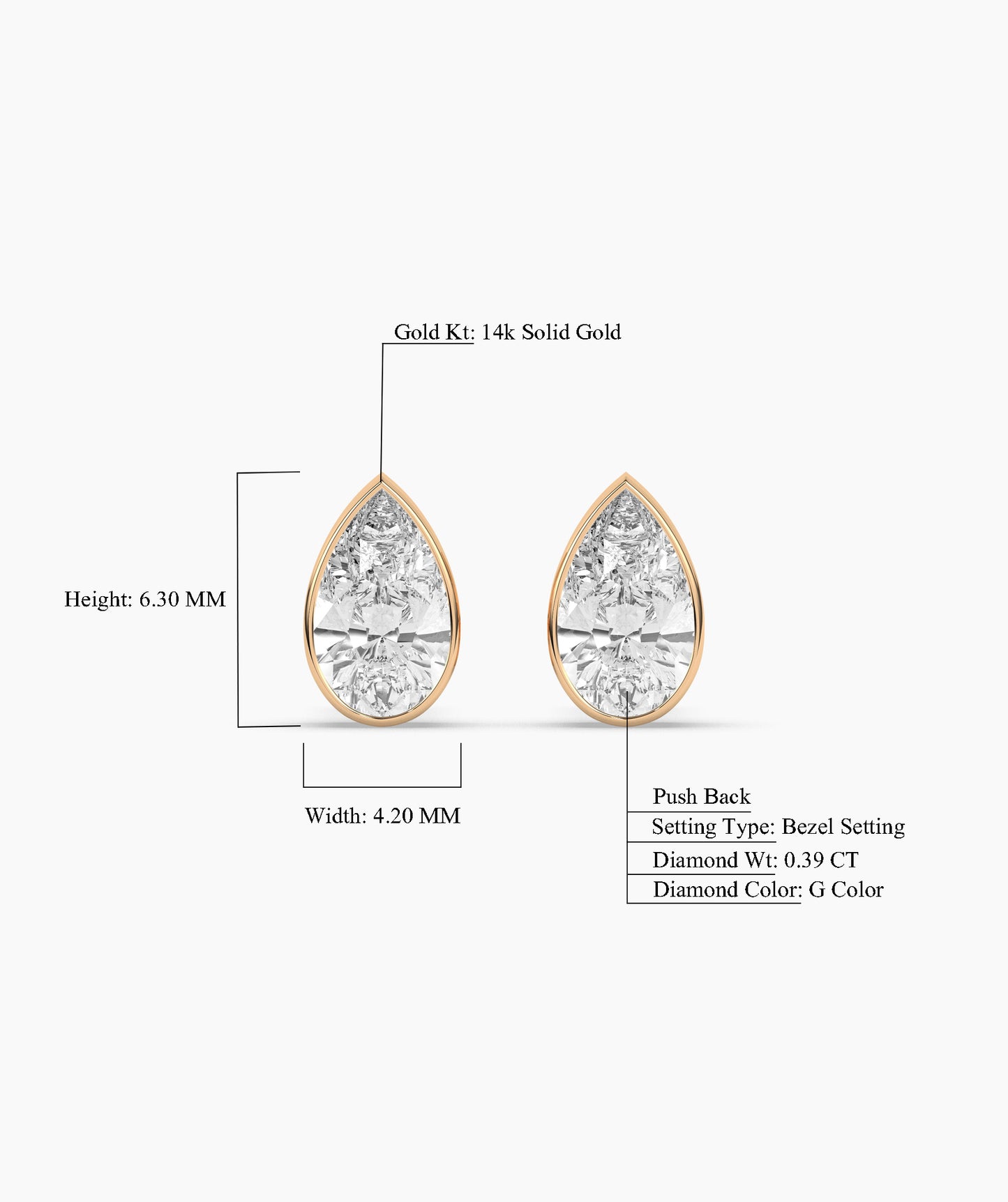 14K Gold Teardrop Brilliance Studs