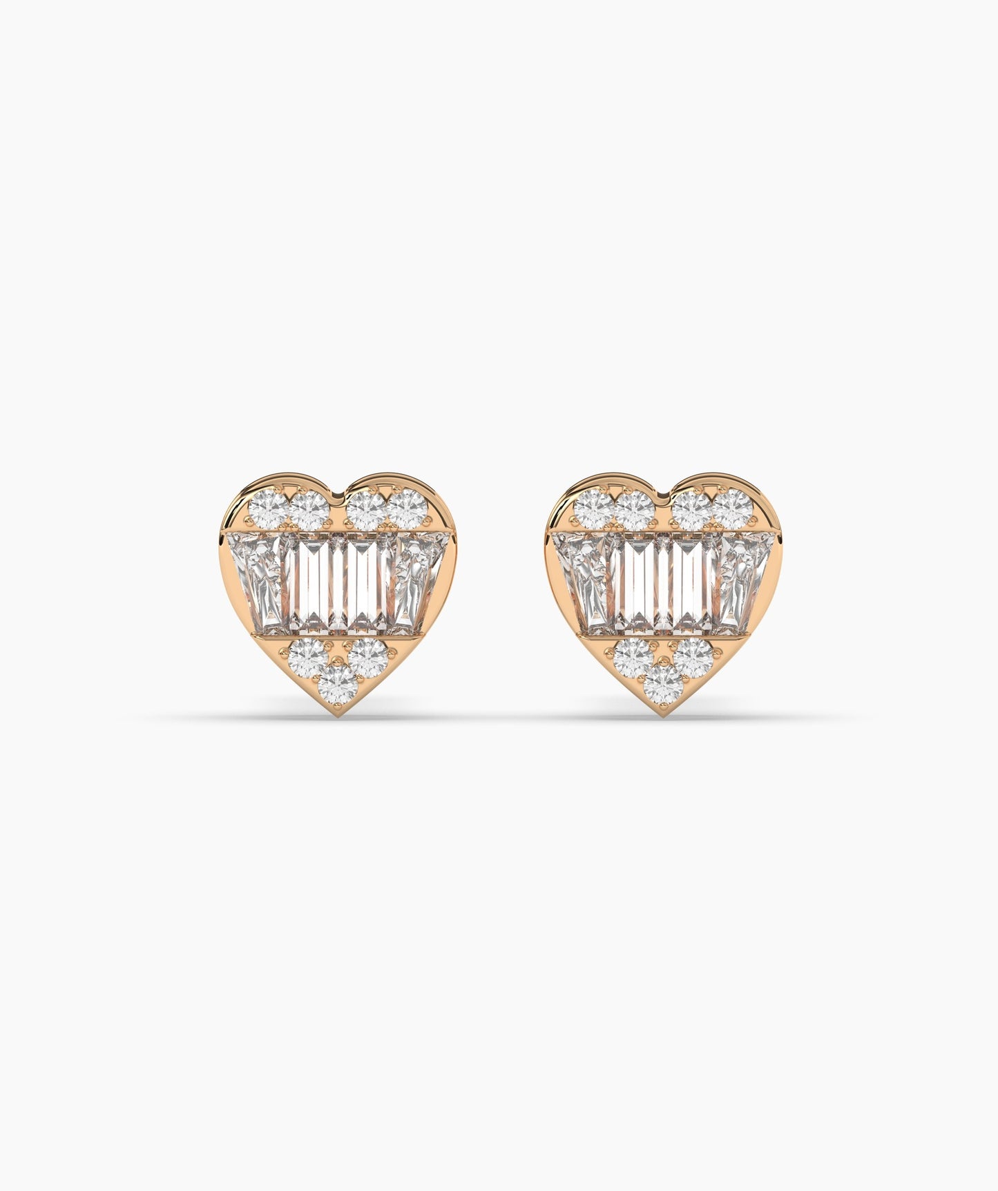 Baguette Diamond Heart Earrings