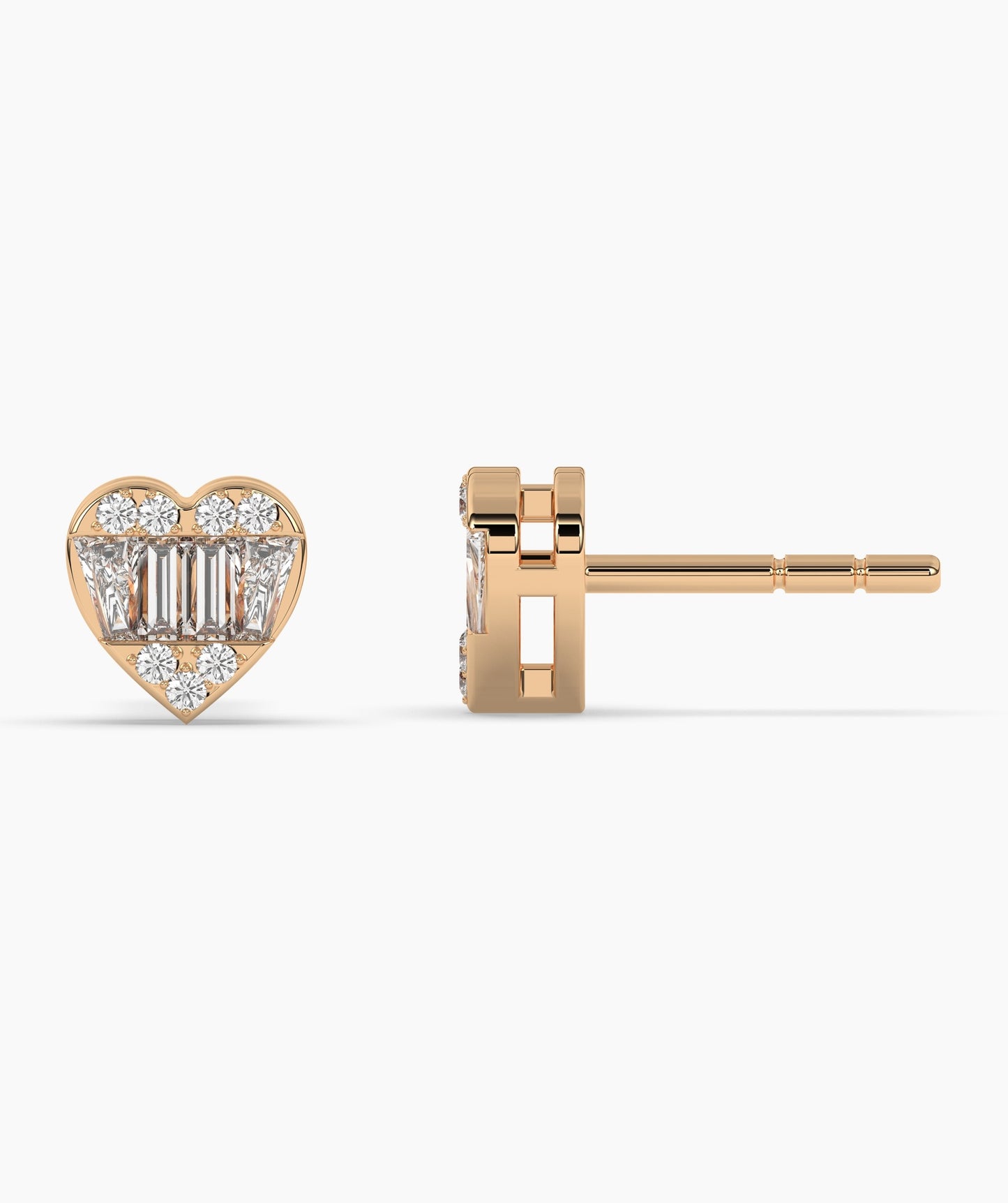 Baguette Diamond Heart Earrings