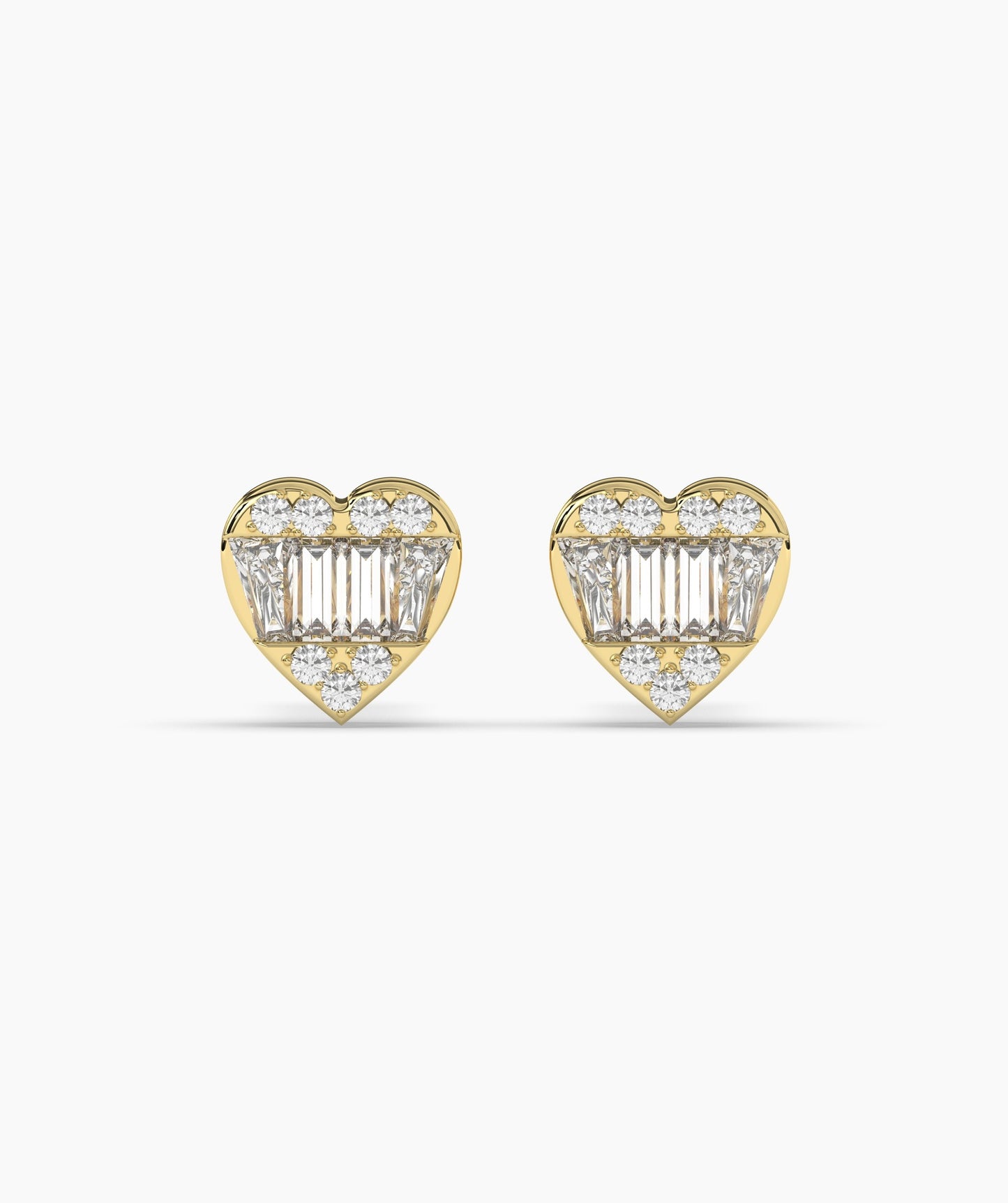 Baguette Diamond Heart Earrings