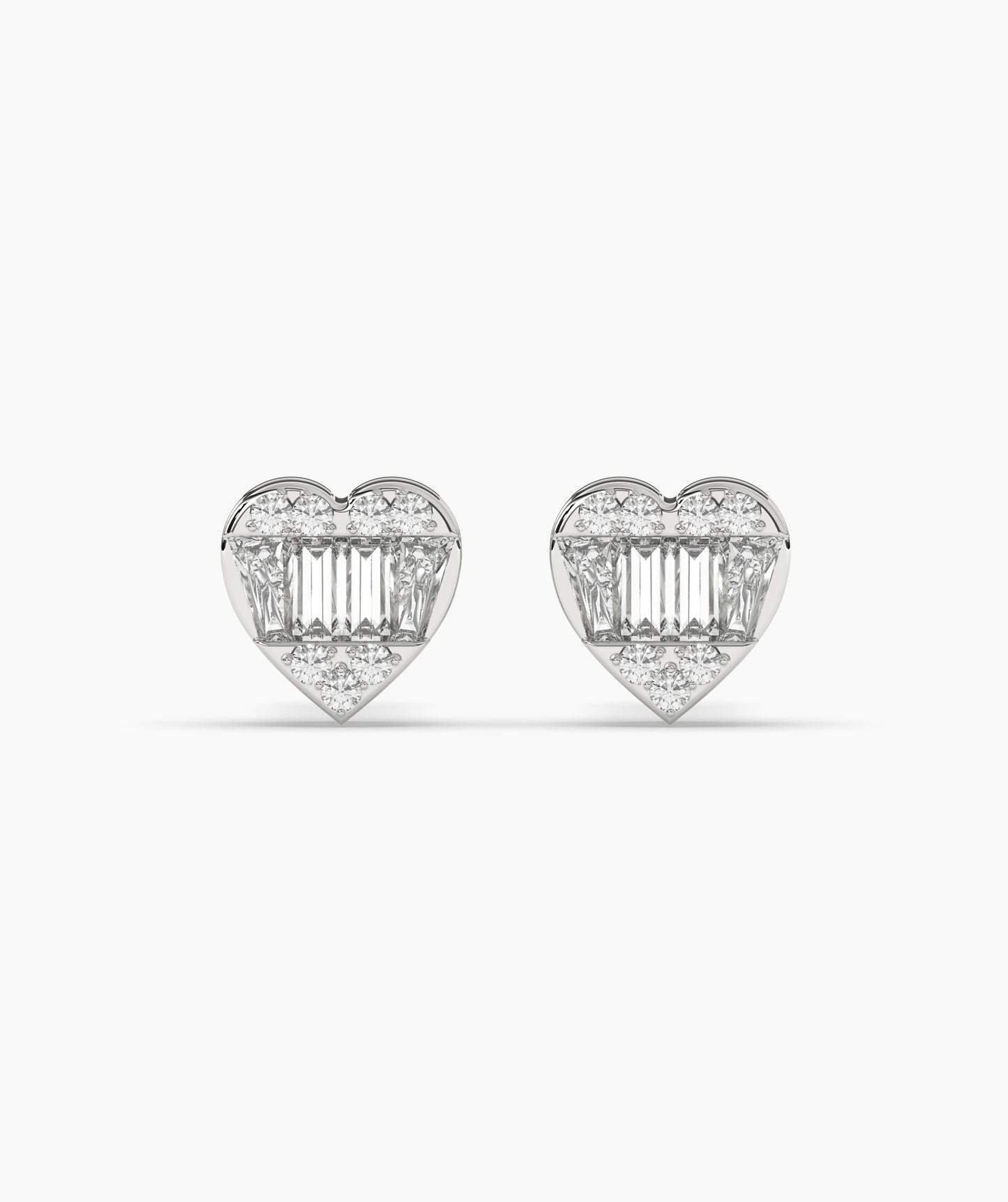 Baguette Diamond Heart Earrings