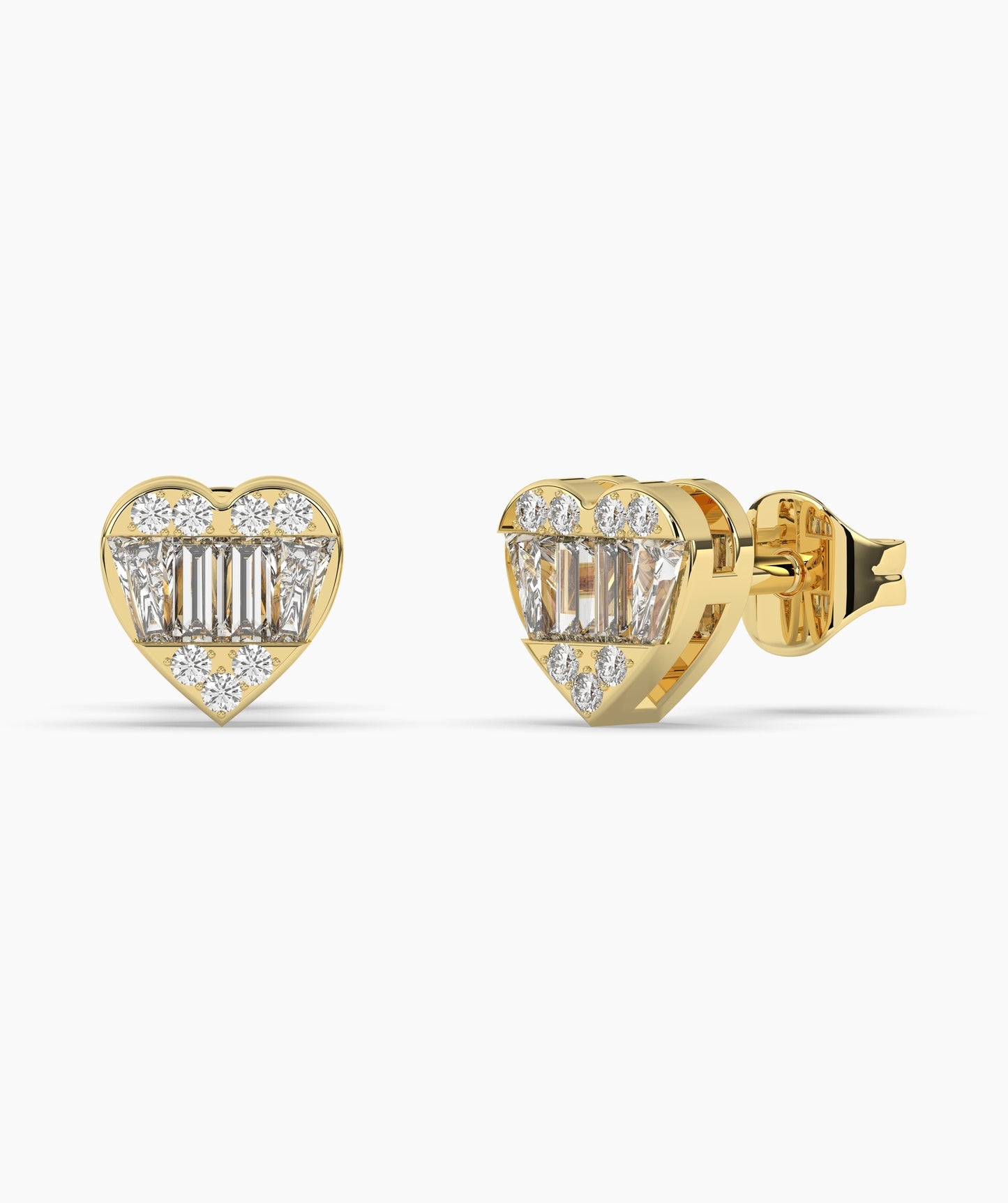 Baguette Diamond Heart Earrings