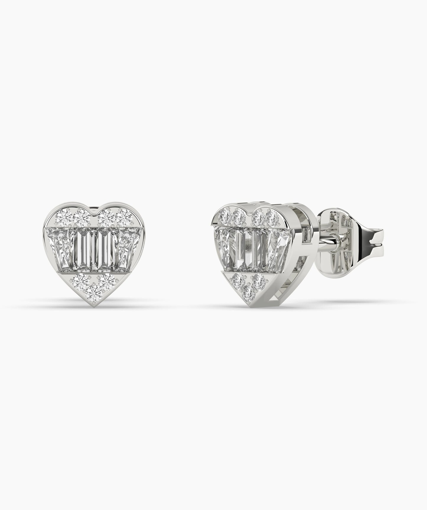 Baguette Diamond Heart Earrings