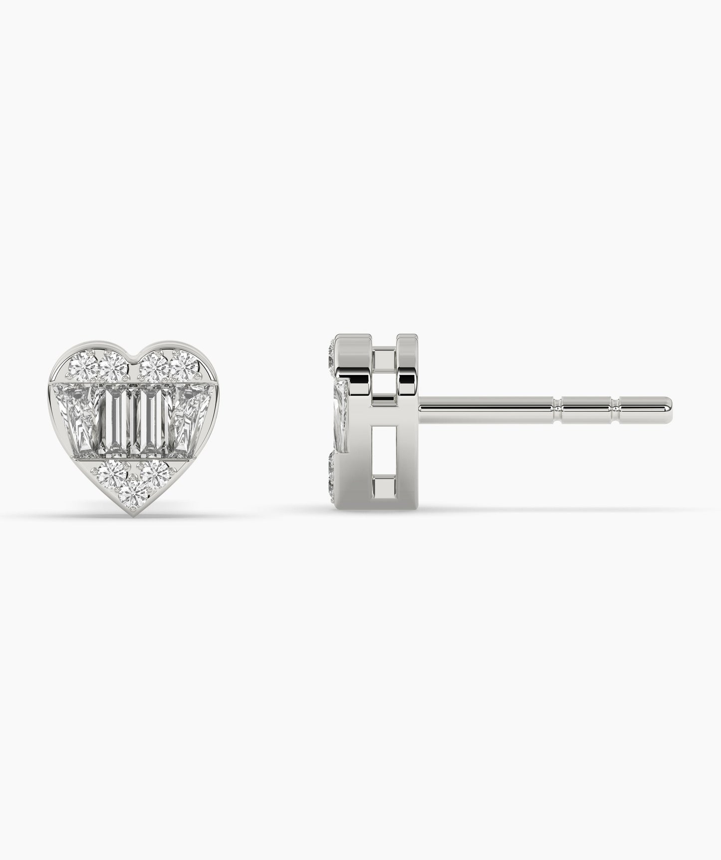 Baguette Diamond Heart Earrings