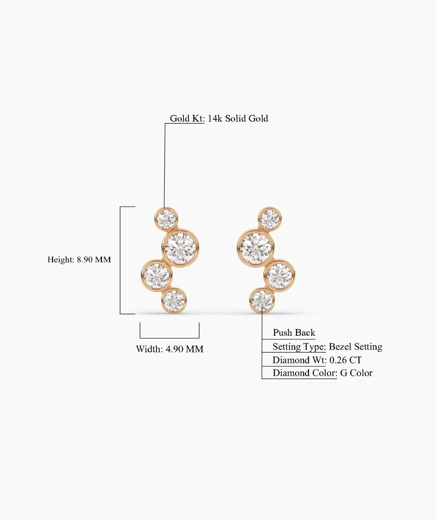 Cascading 14K Gold Diamond Earrings