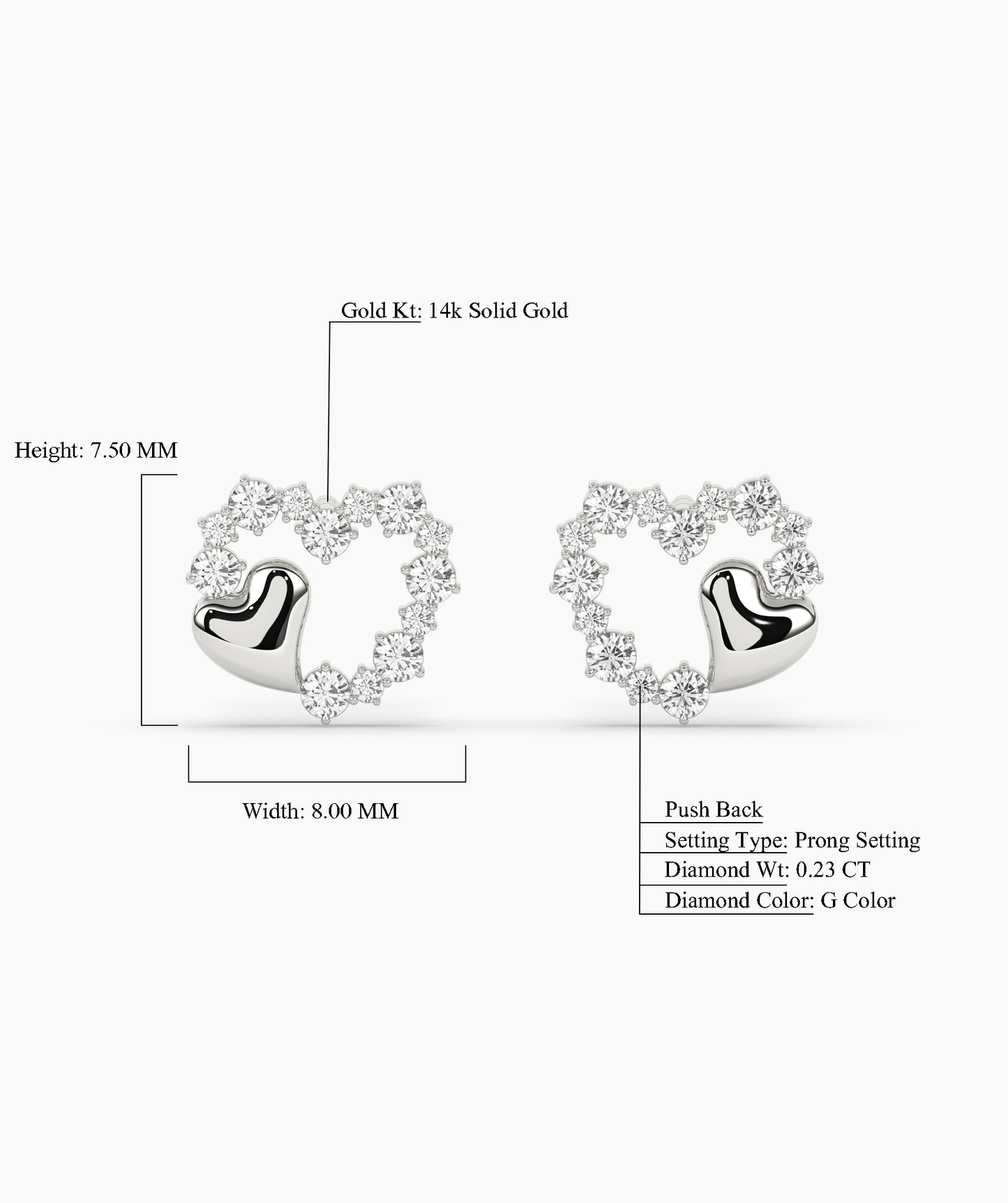 Charming Embellished Heart Studs