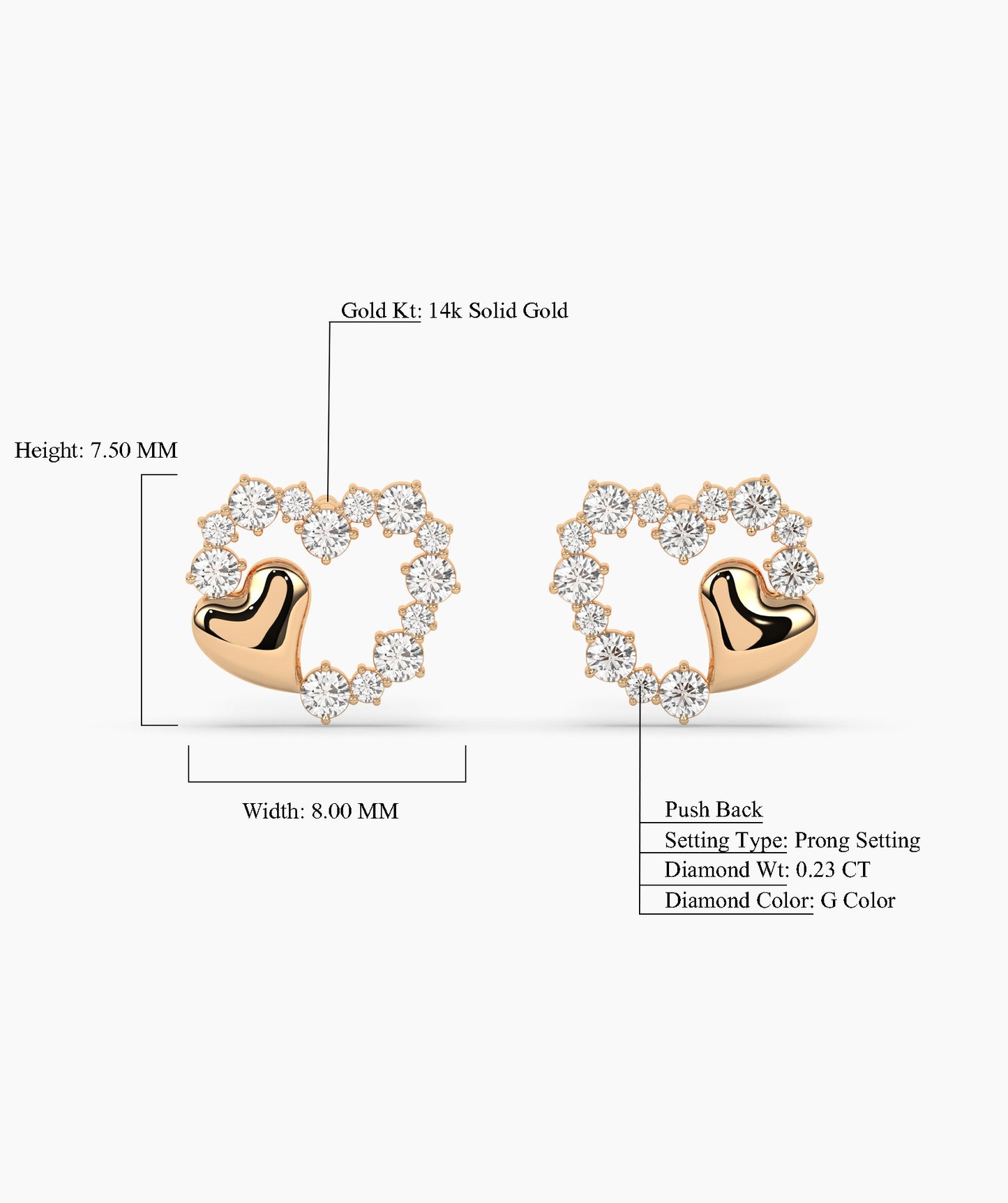 Charming Embellished Heart Studs