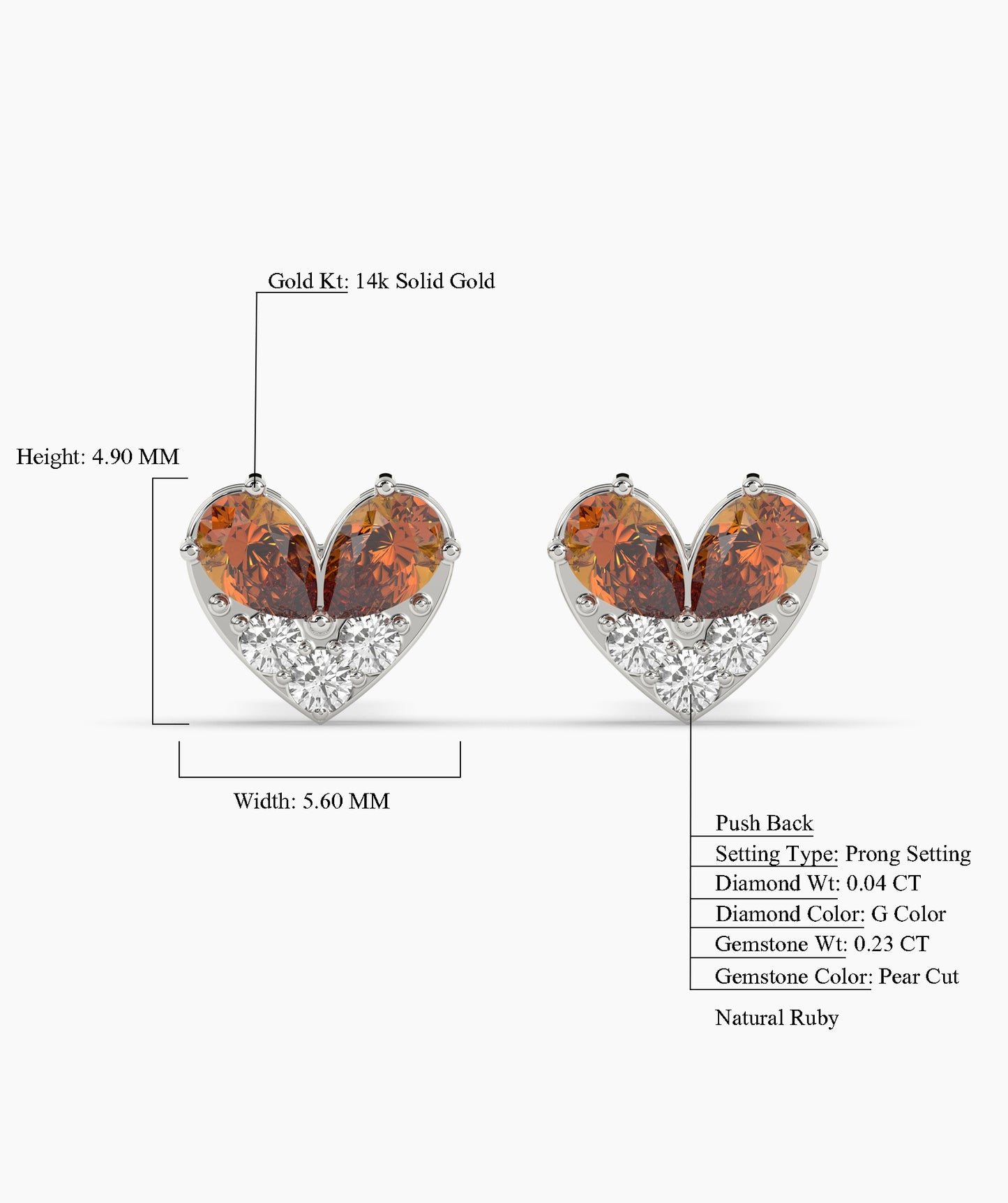 Elegant Heart Stud Earrings