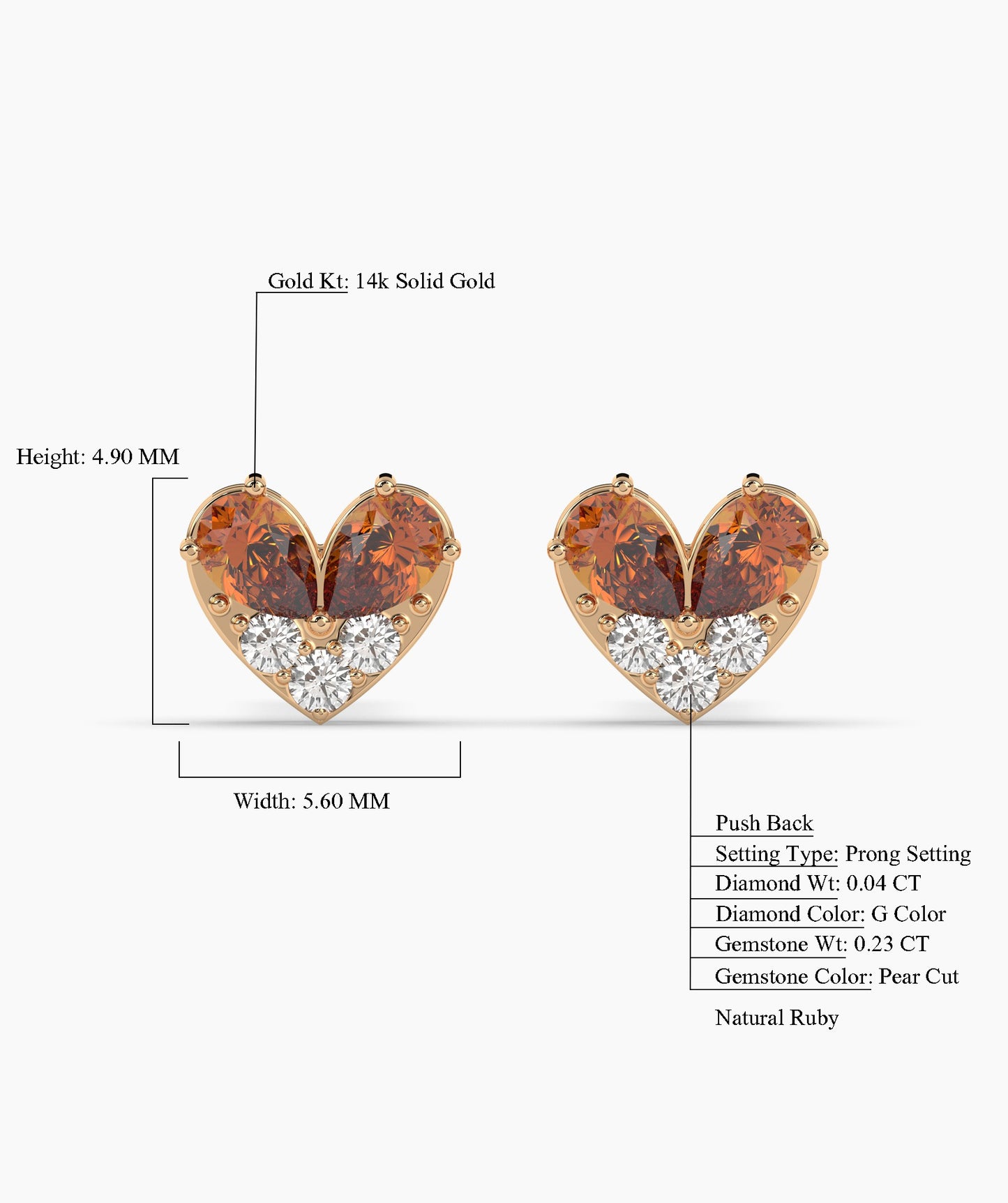 Elegant Heart Stud Earrings