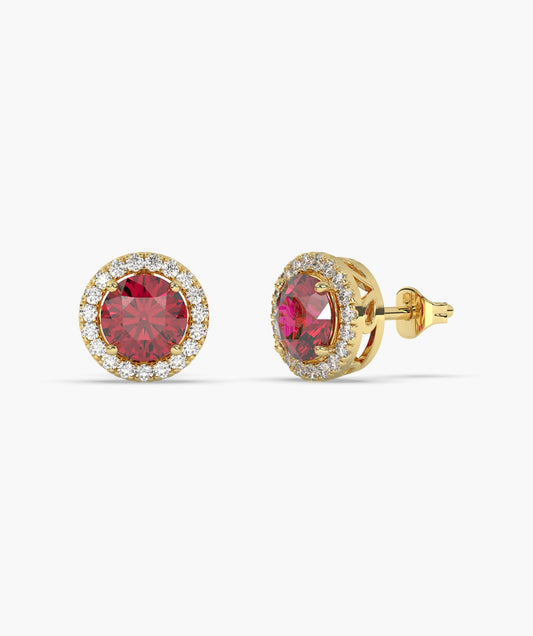 Elegant Ruby Circle Studs