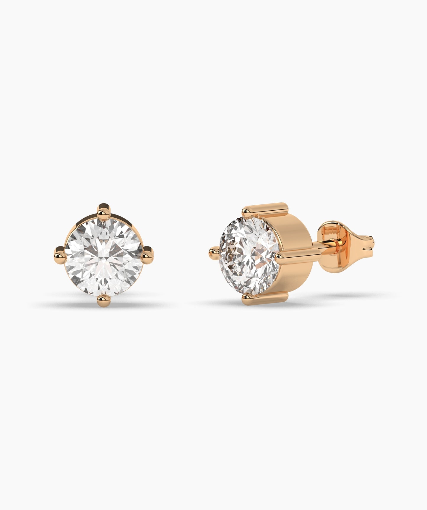 Round Diamond Solitaire Stud Earrings