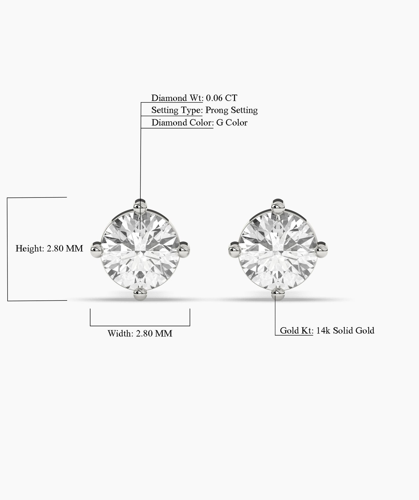 Round Diamond Solitaire Stud Earrings