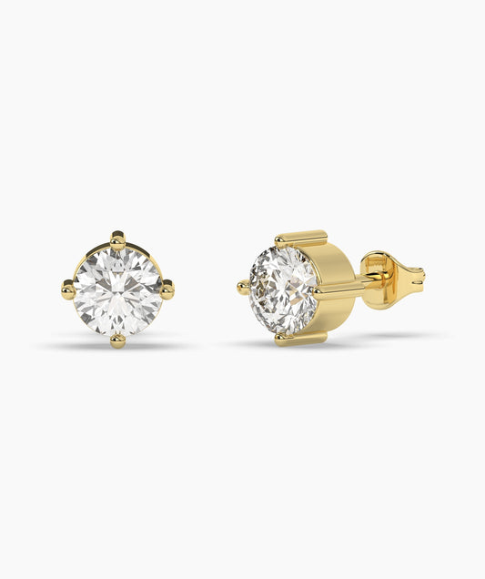 Round Diamond Solitaire Stud Earrings