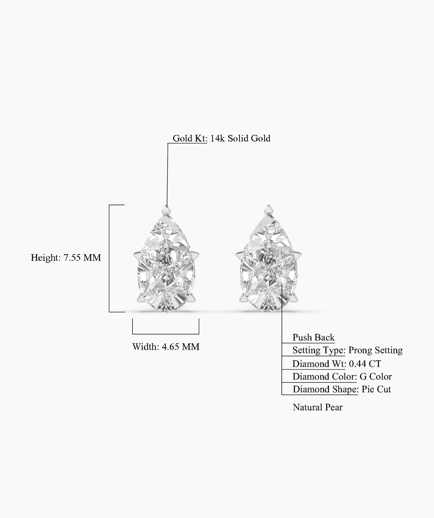 Elegant Pear-Shaped Diamond Studs