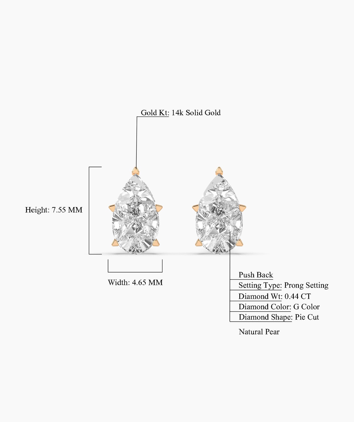 Elegant Pear-Shaped Diamond Studs