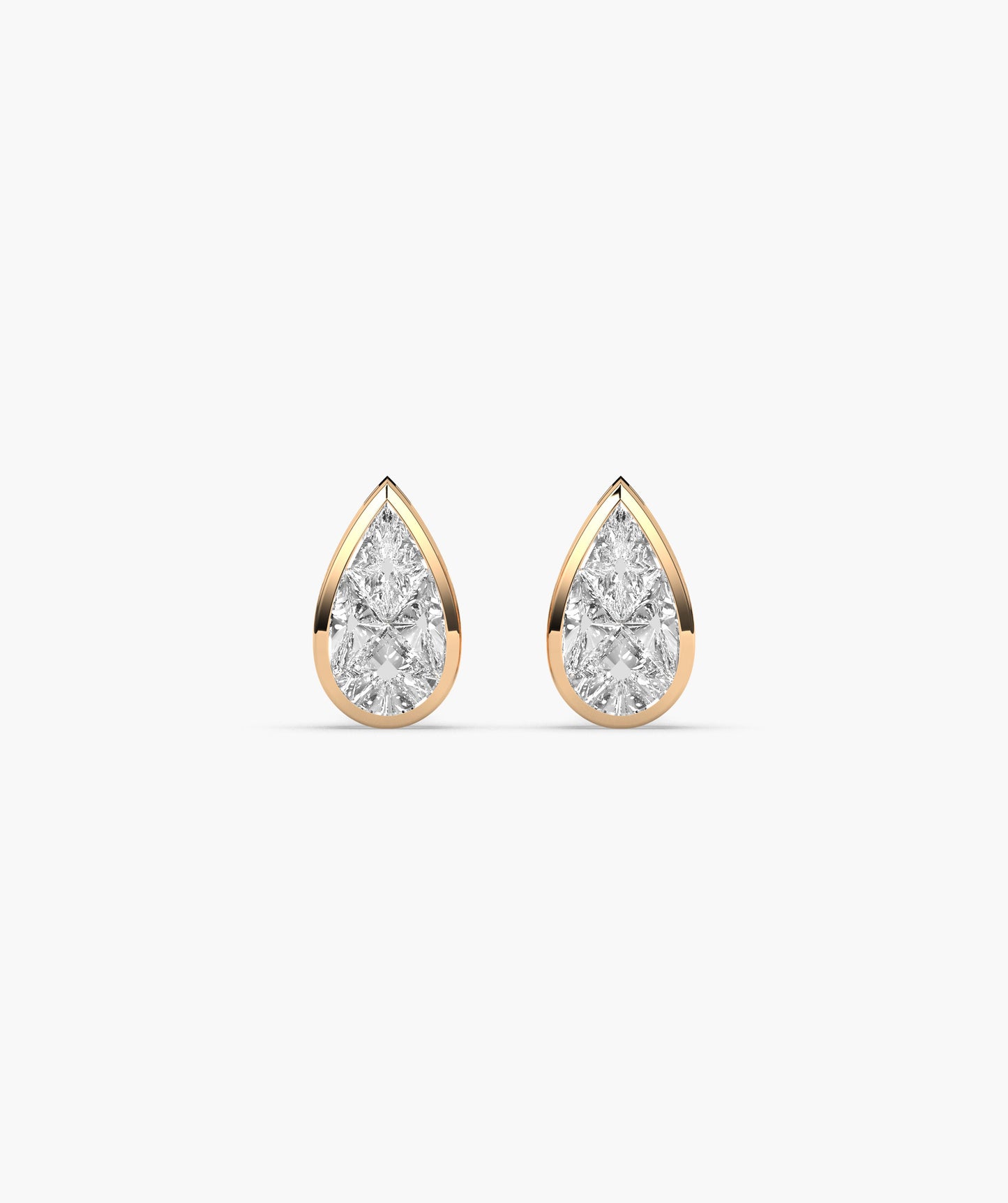 Sleek Bezel-Set Pear Diamond Studs