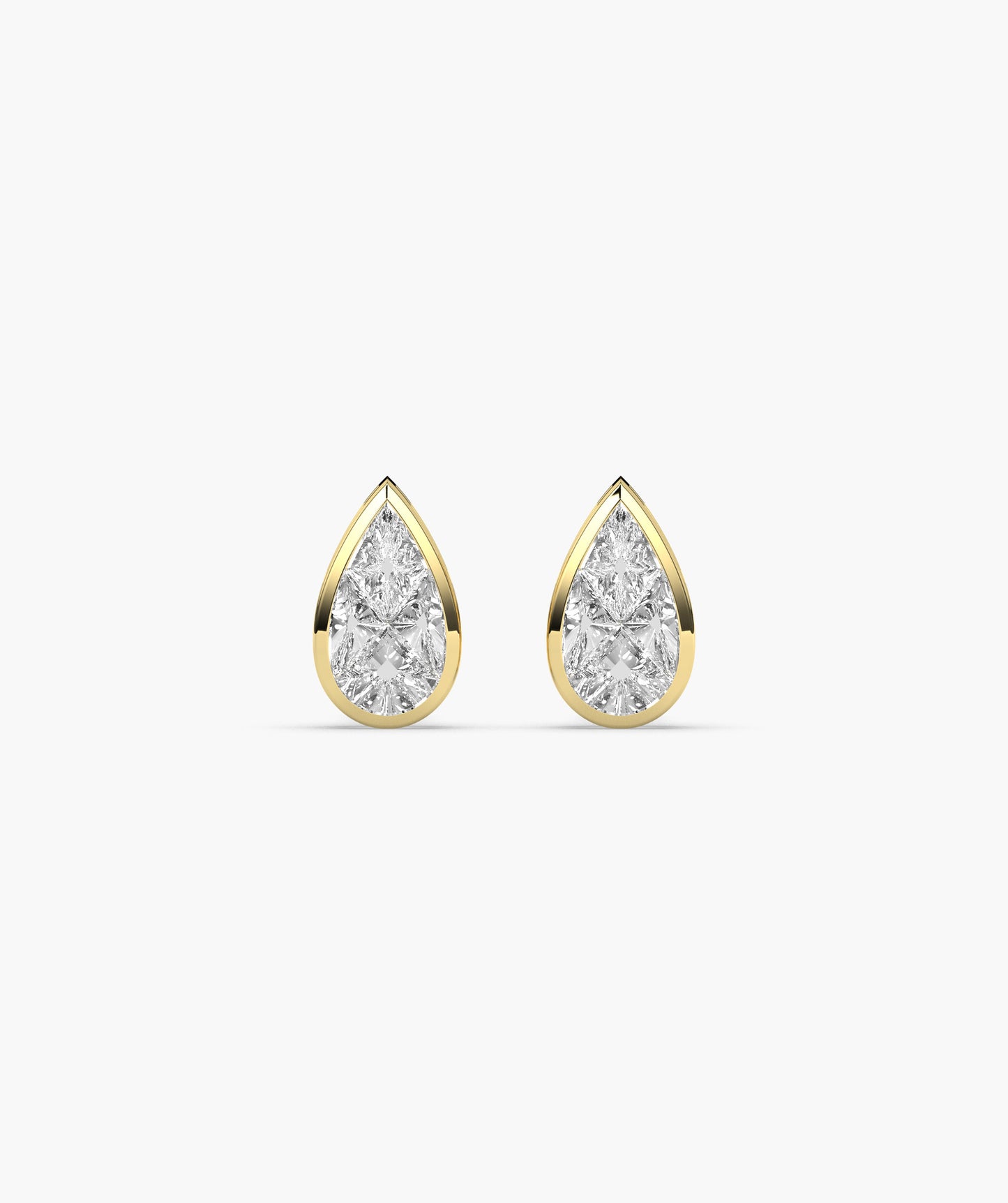 Sleek Bezel-Set Pear Diamond Studs