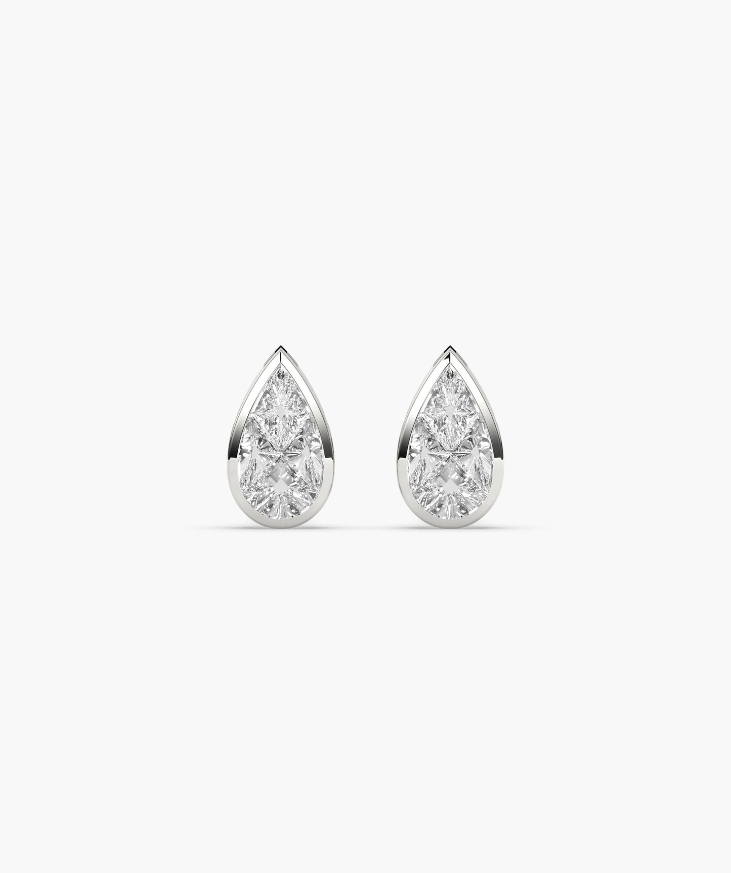 Sleek Bezel-Set Pear Diamond Studs