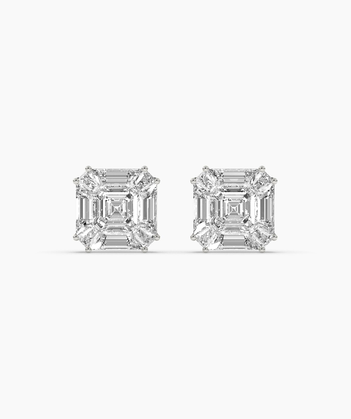 Modern Emerald Diamond Studs