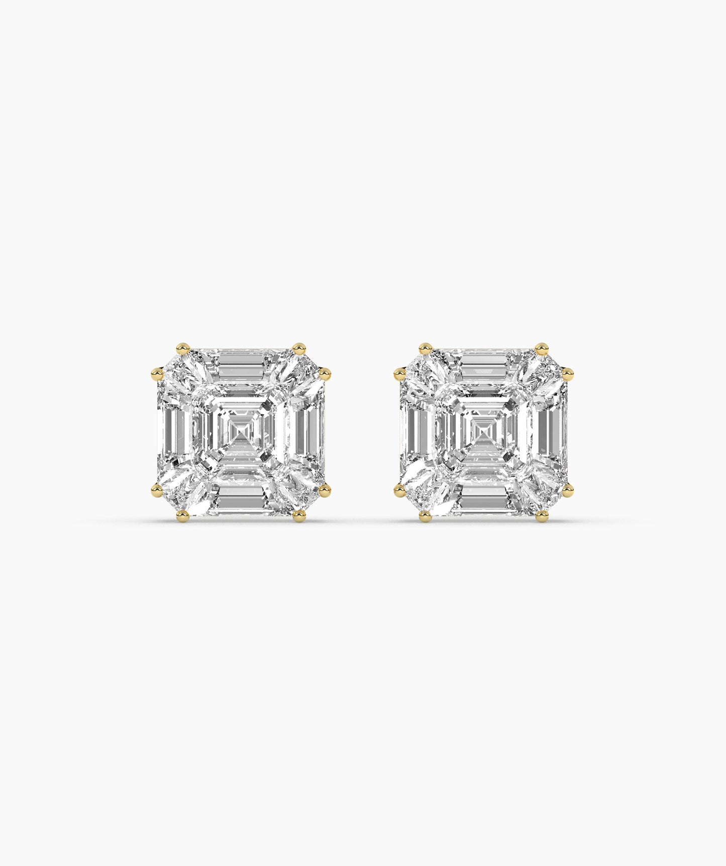 Modern Emerald Diamond Studs
