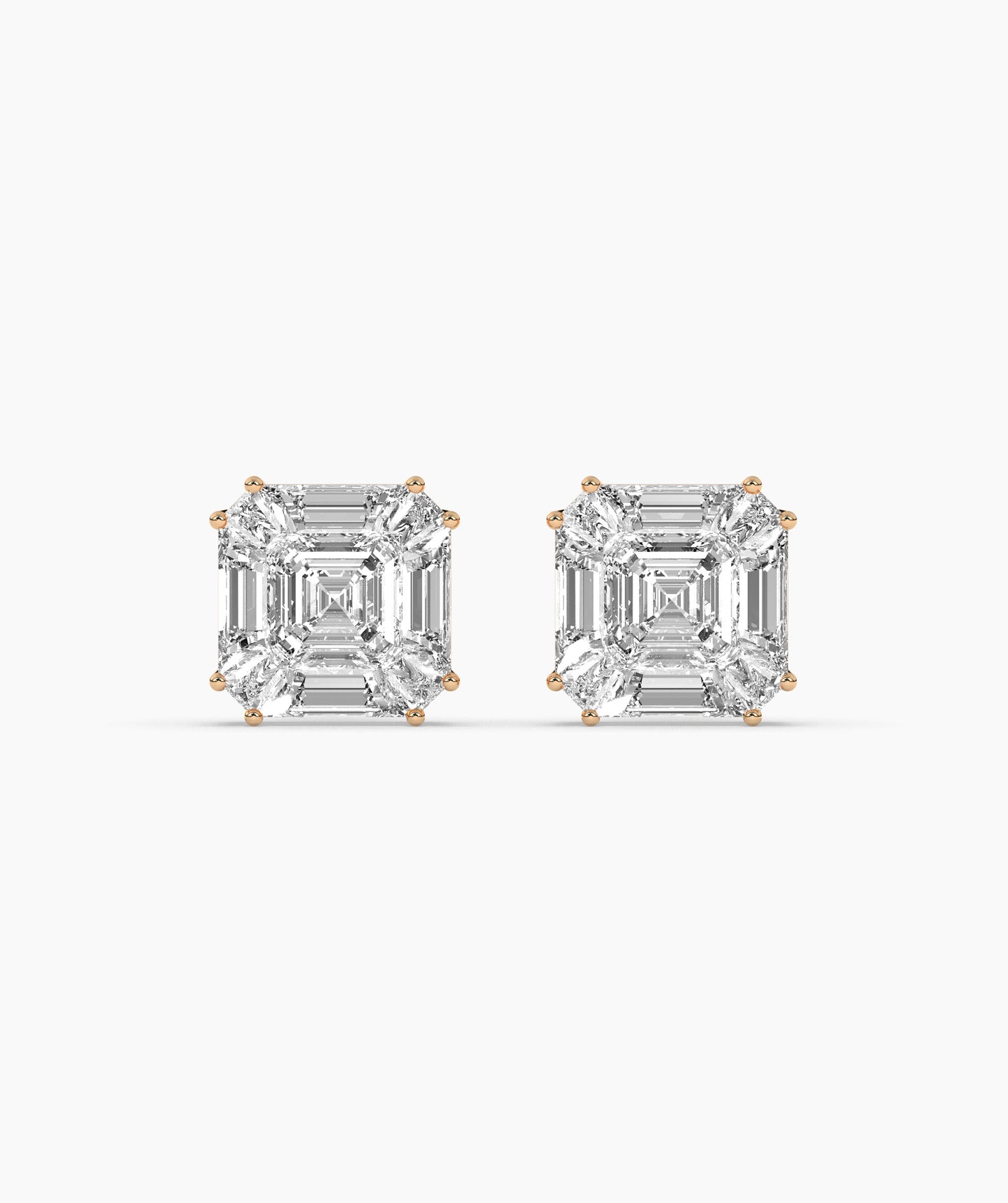 Modern Emerald Diamond Studs