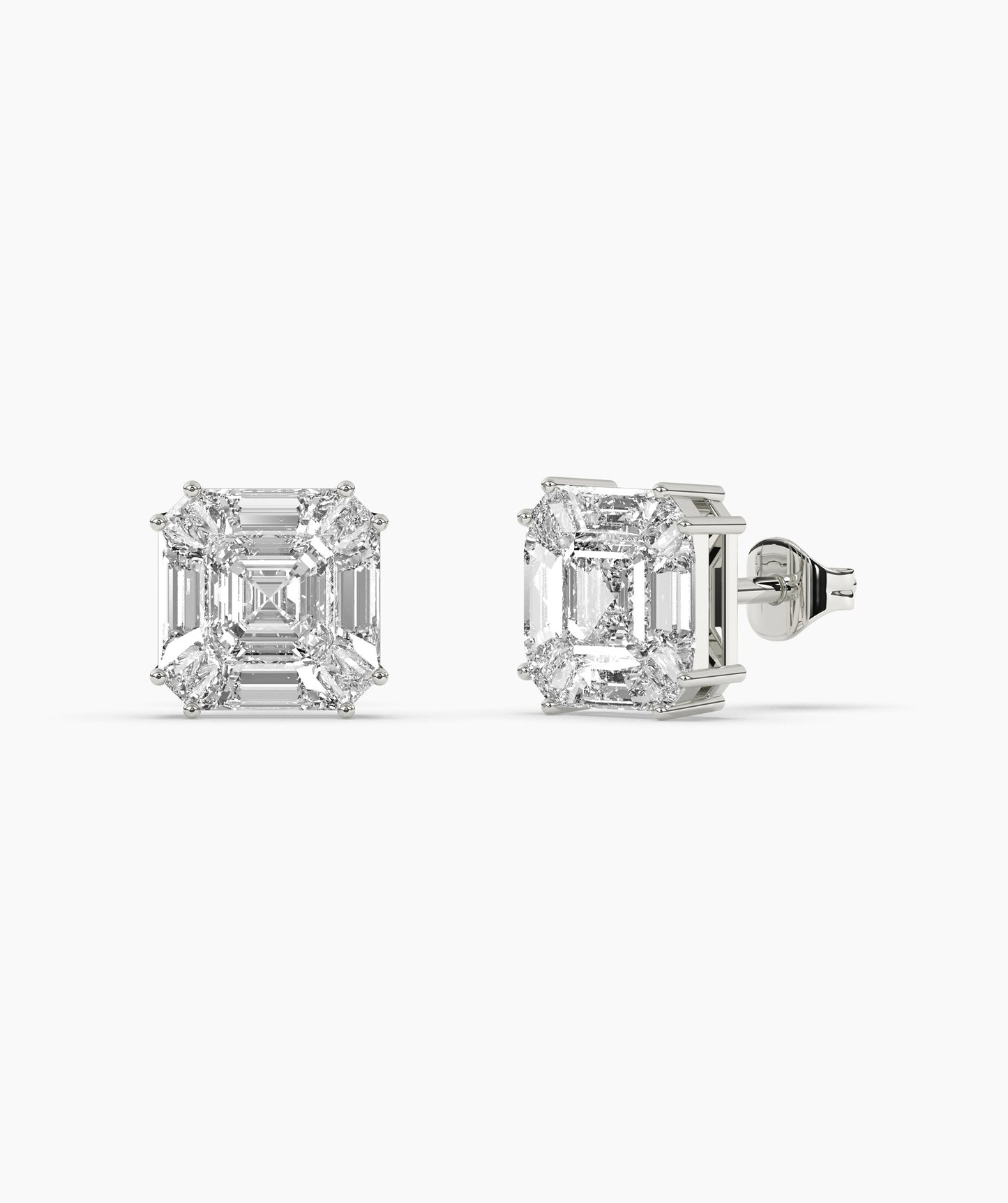 Modern Emerald Diamond Studs
