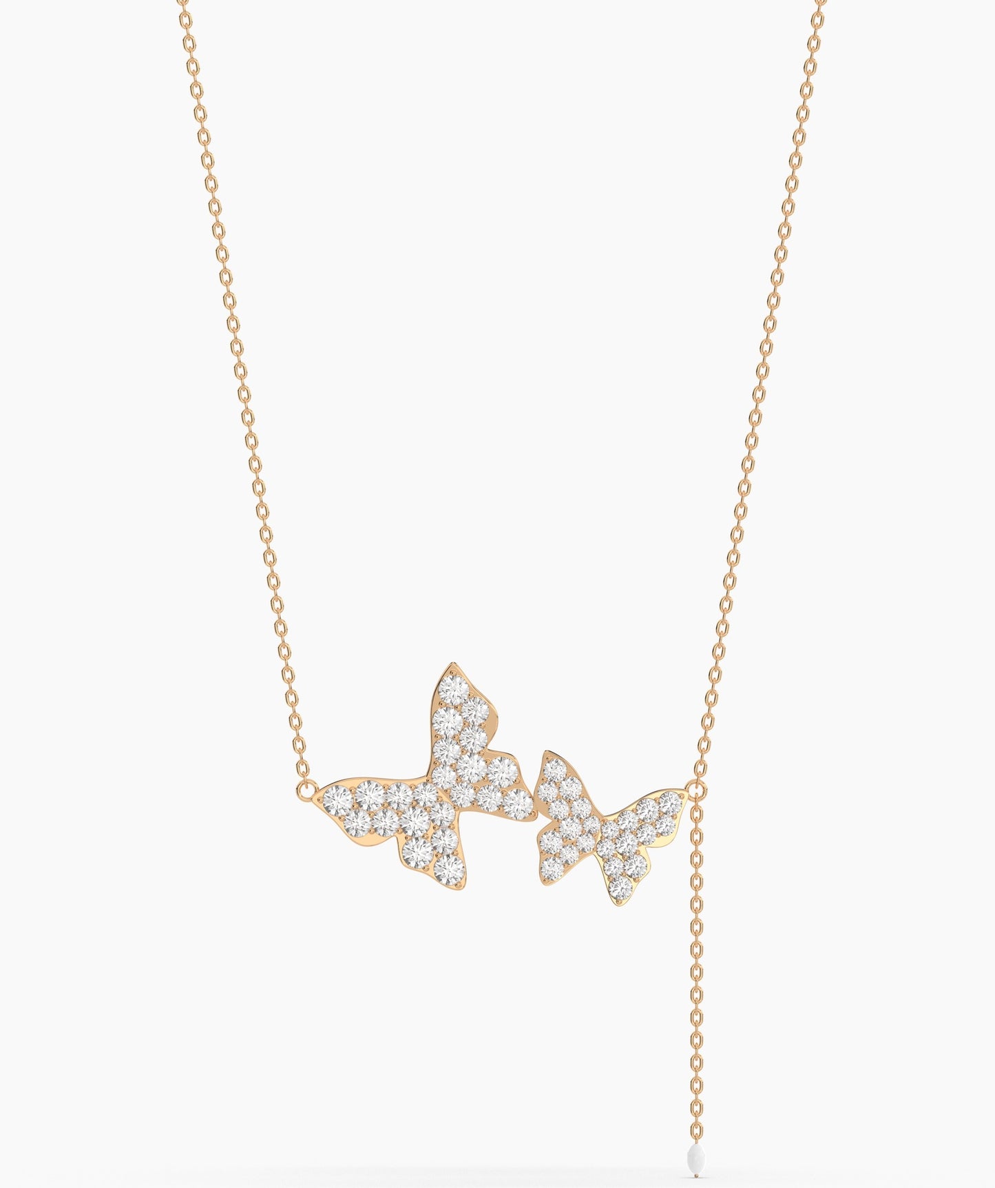 14K Gold Butterfly Lariat Necklace