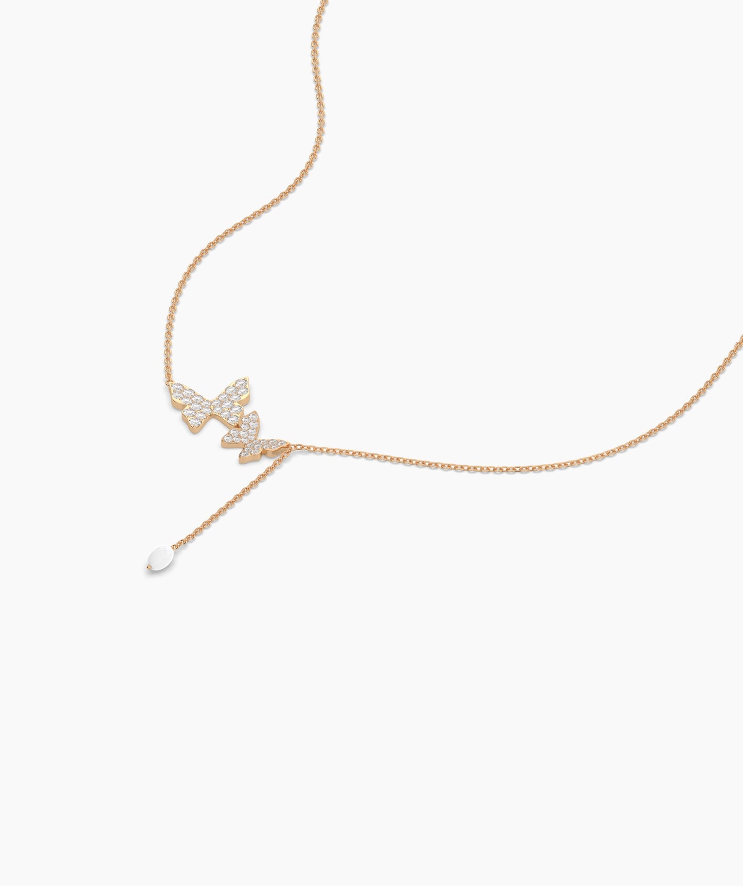 14K Gold Butterfly Lariat Necklace