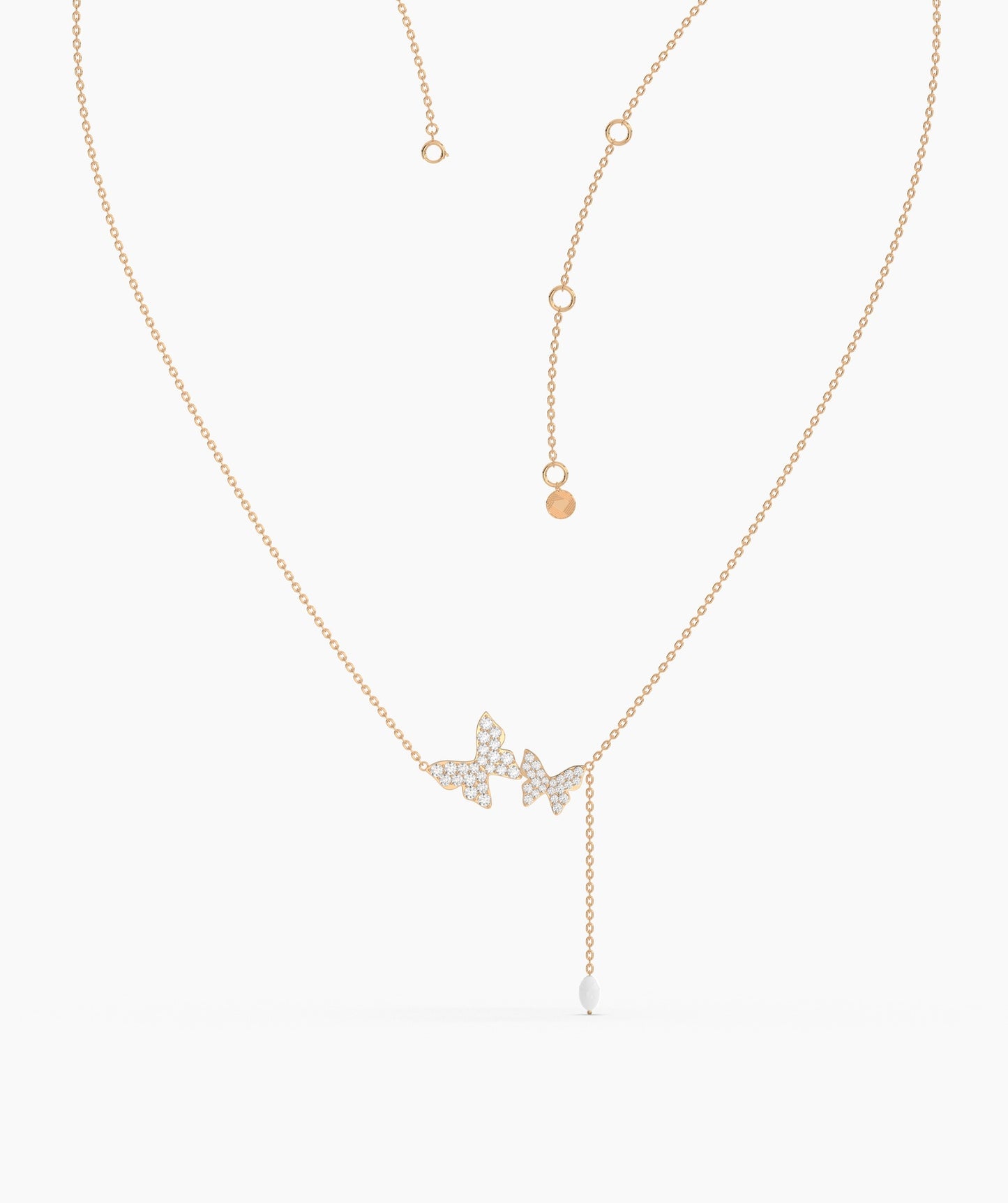 14K Gold Butterfly Lariat Necklace