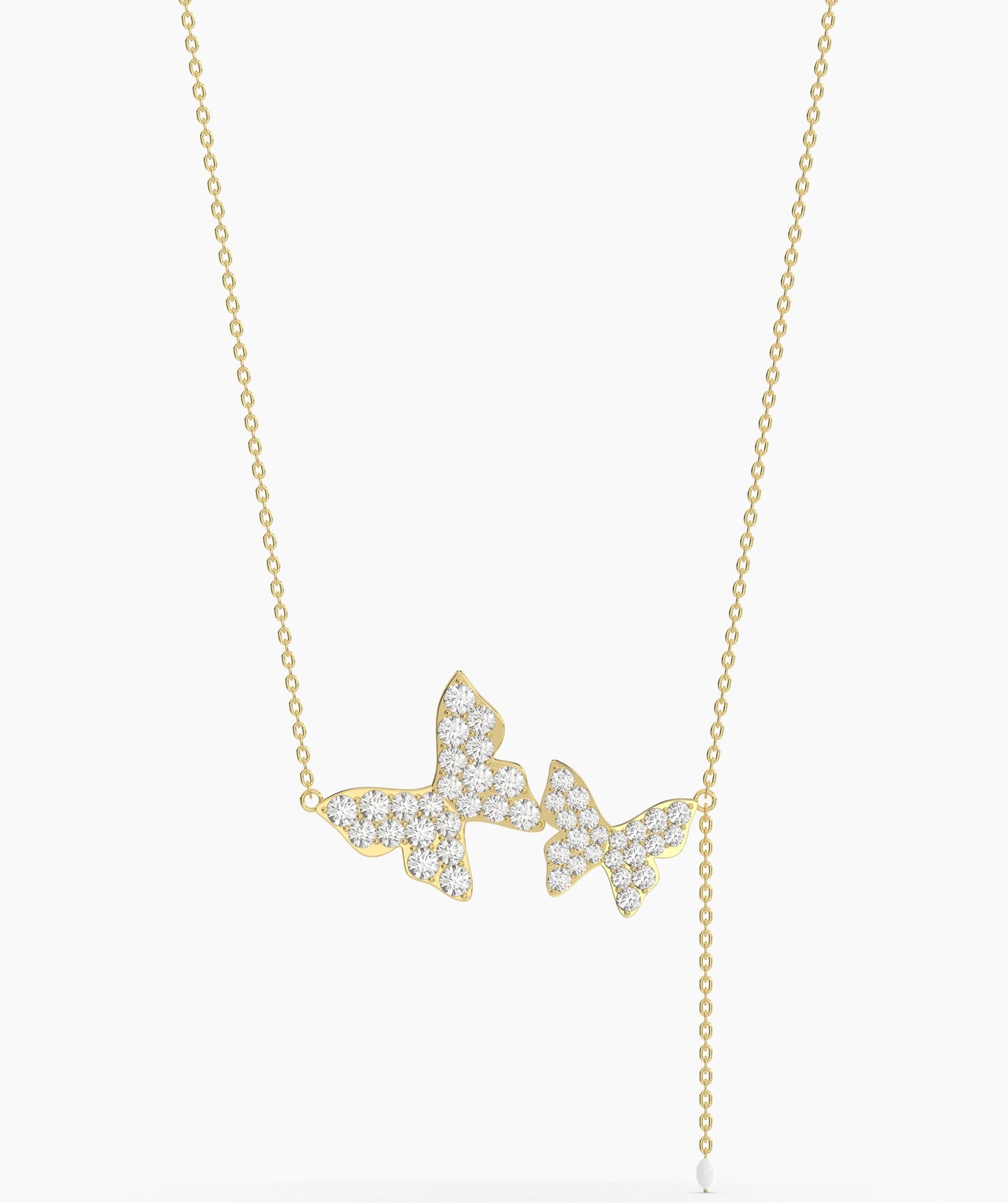 14K Gold Butterfly Lariat Necklace