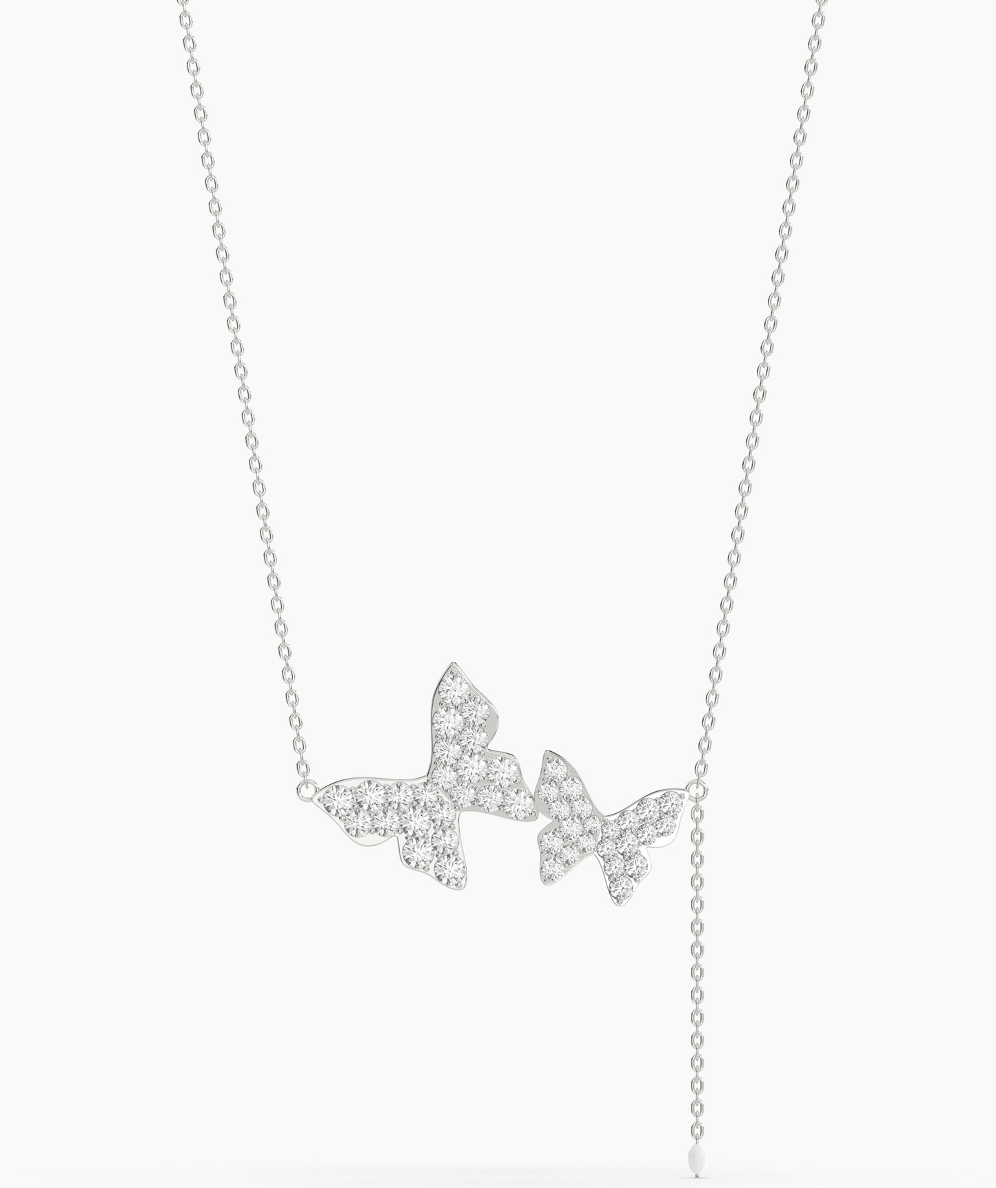 14K Gold Butterfly Lariat Necklace