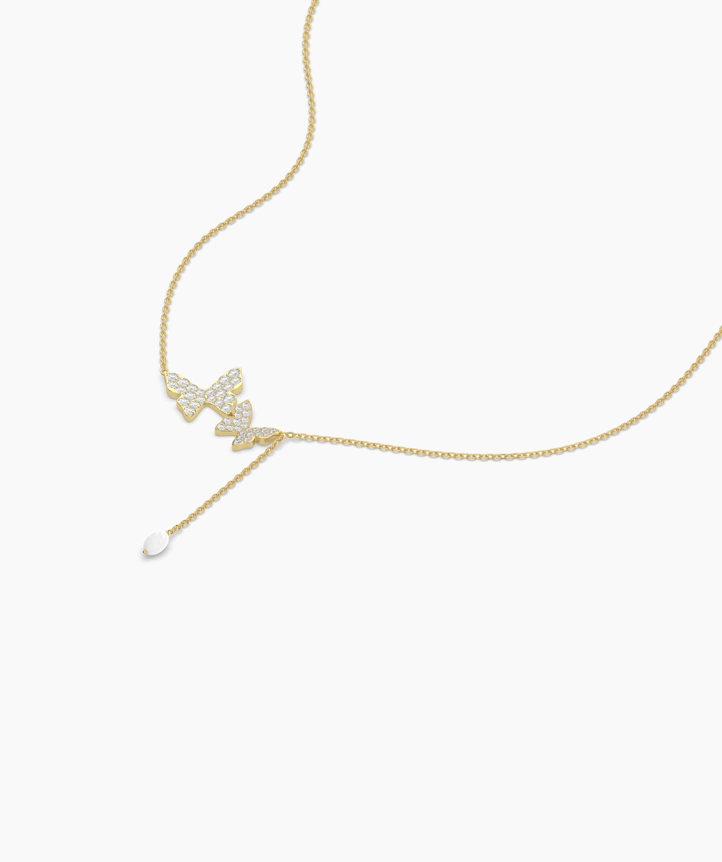 14K Gold Butterfly Lariat Necklace