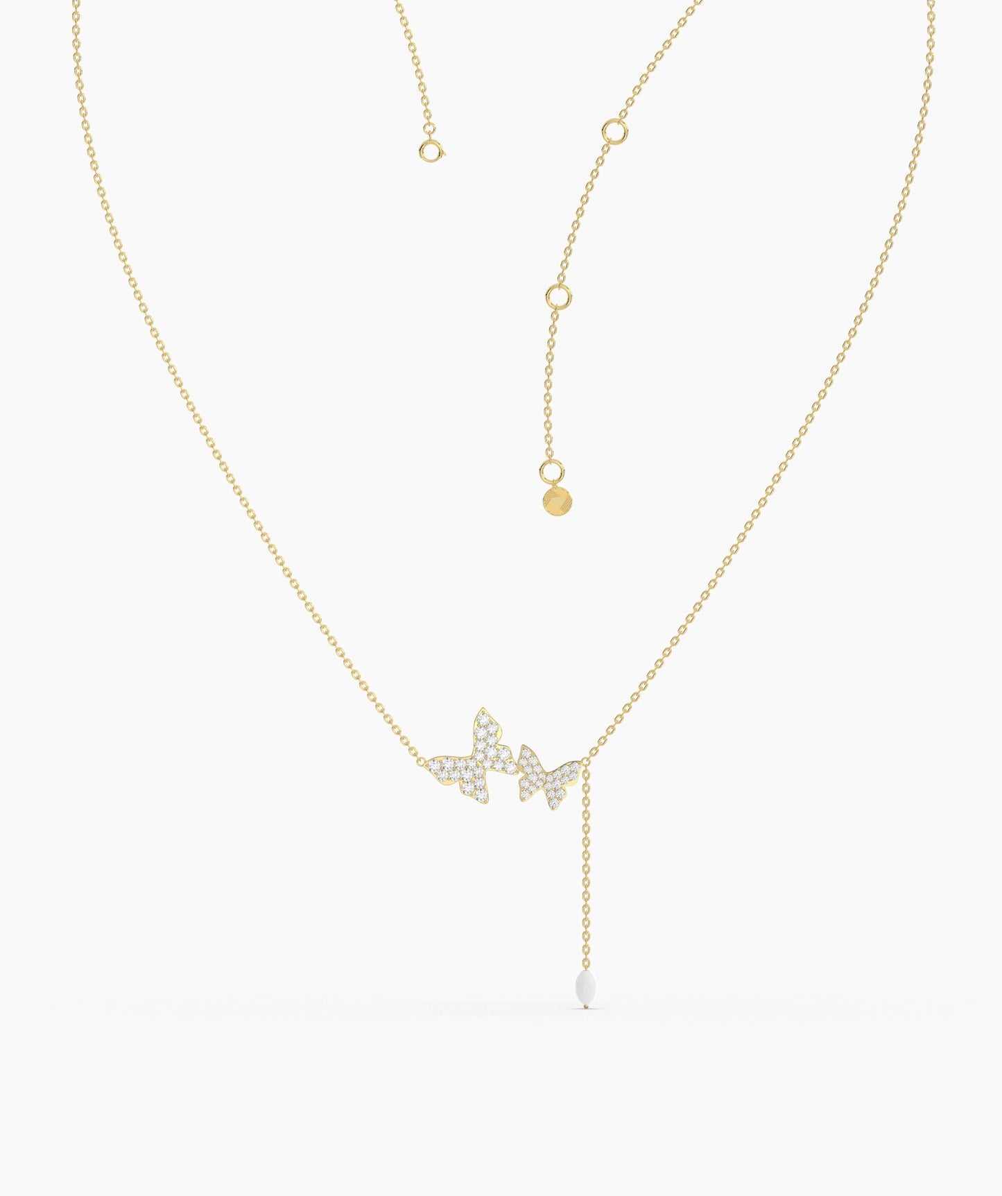 14K Gold Butterfly Lariat Necklace