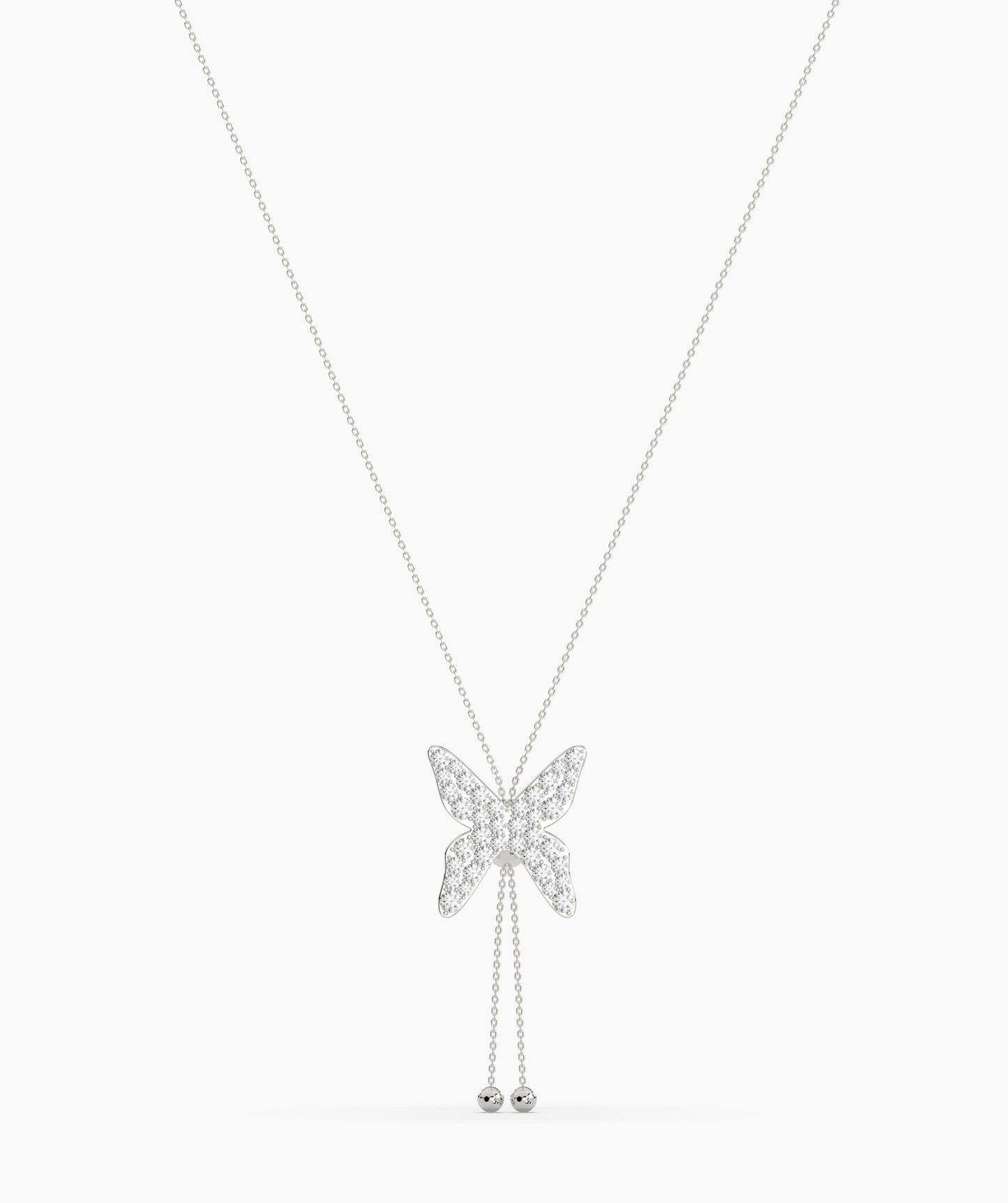 14K Gold Diamond Butterfly Lariat Necklace