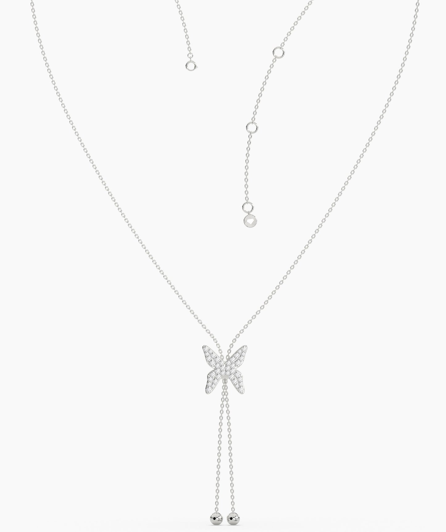 14K Gold Diamond Butterfly Lariat Necklace