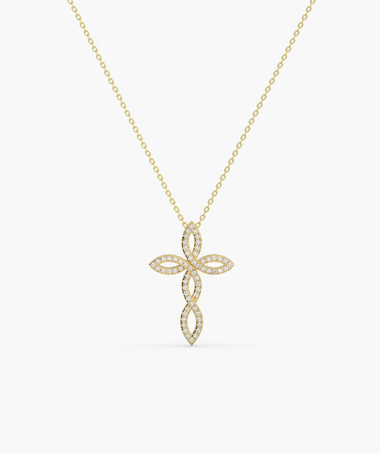 Luminous Floral Cross Charm
