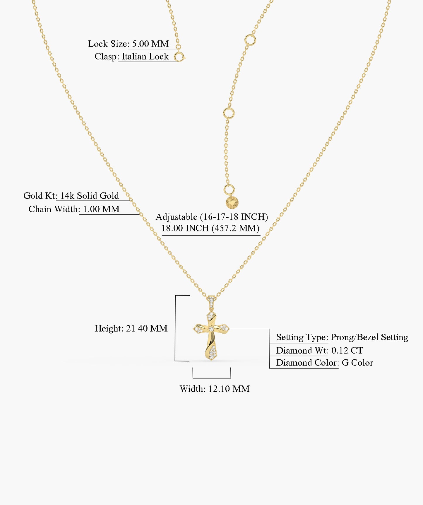 Twisting Light Diamond Cross Necklace