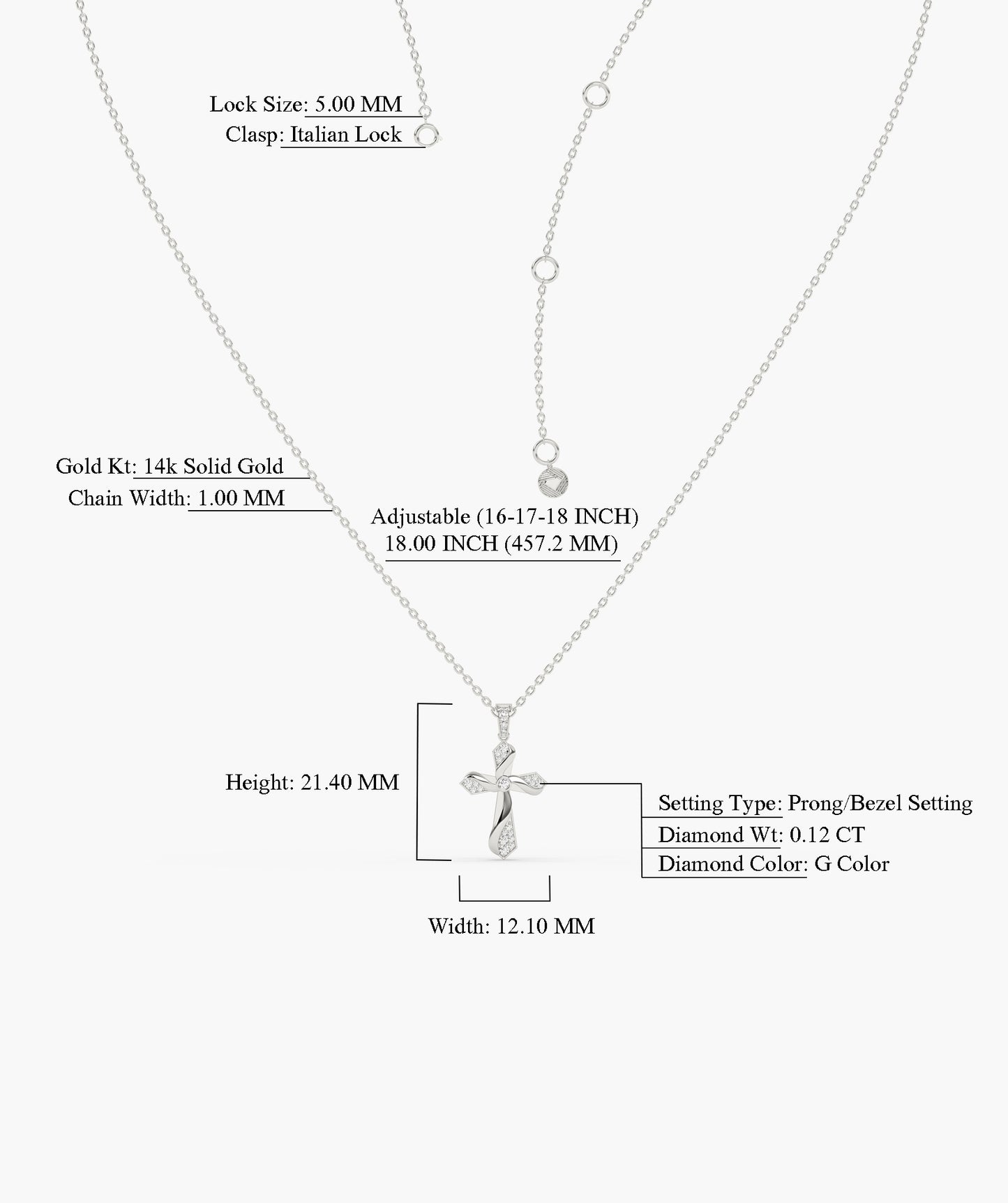 Twisting Light Diamond Cross Necklace