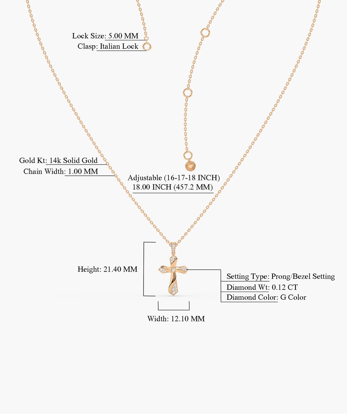 Twisting Light Diamond Cross Necklace