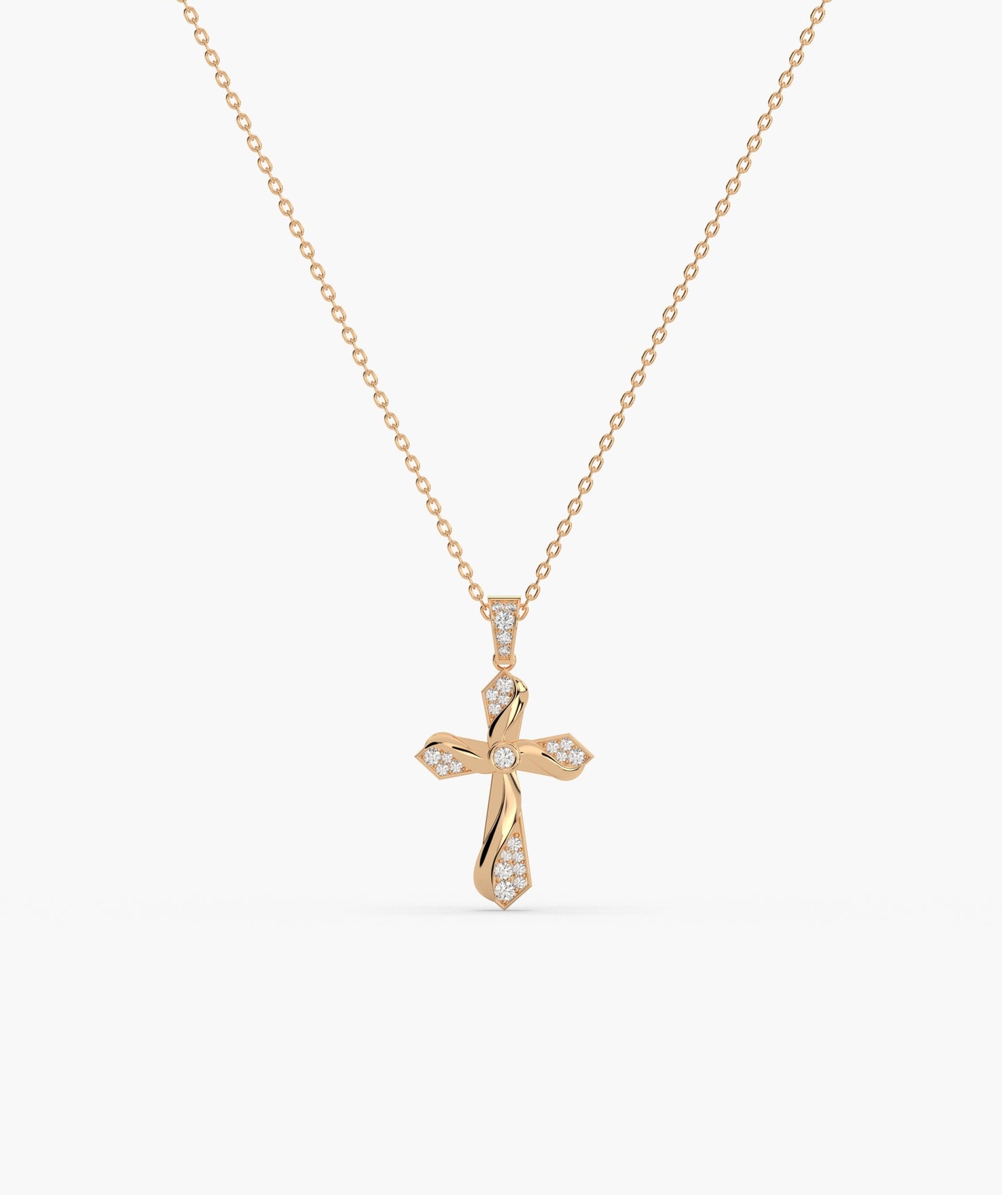 Twisting Light Diamond Cross Necklace