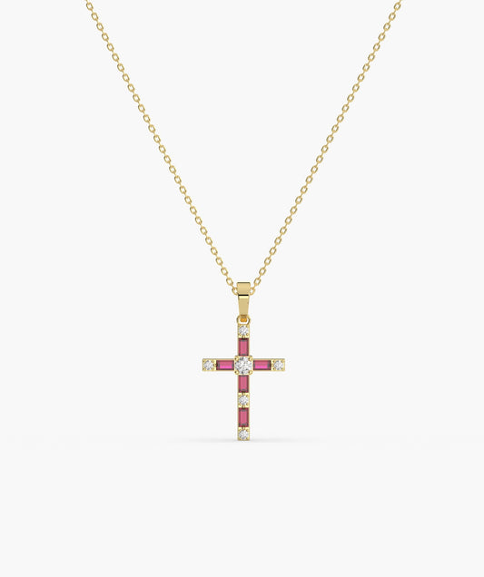 14K Gold Cross Diamond Necklace